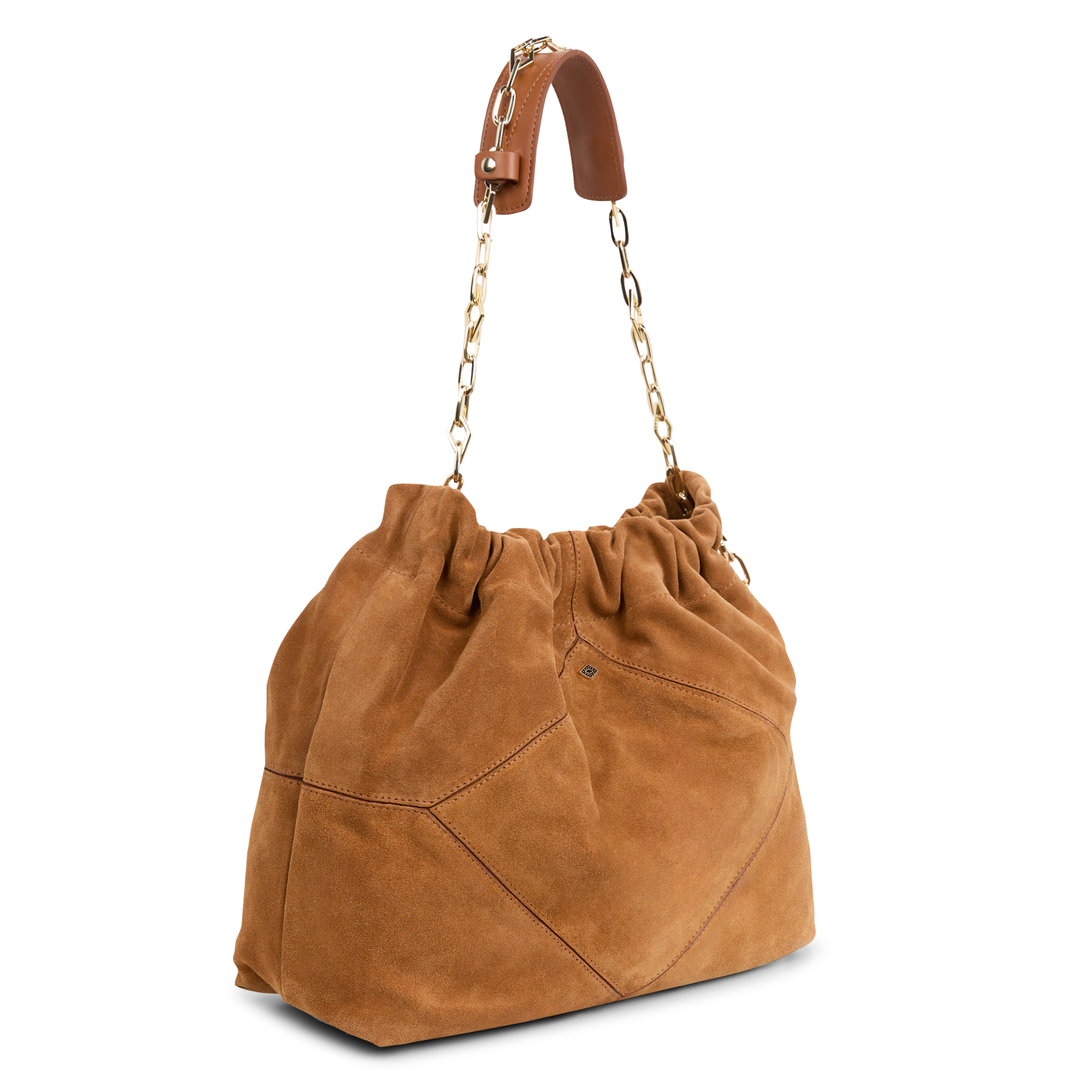 Sac bandoulière tote en cuir velours june tote BA&SH Marron