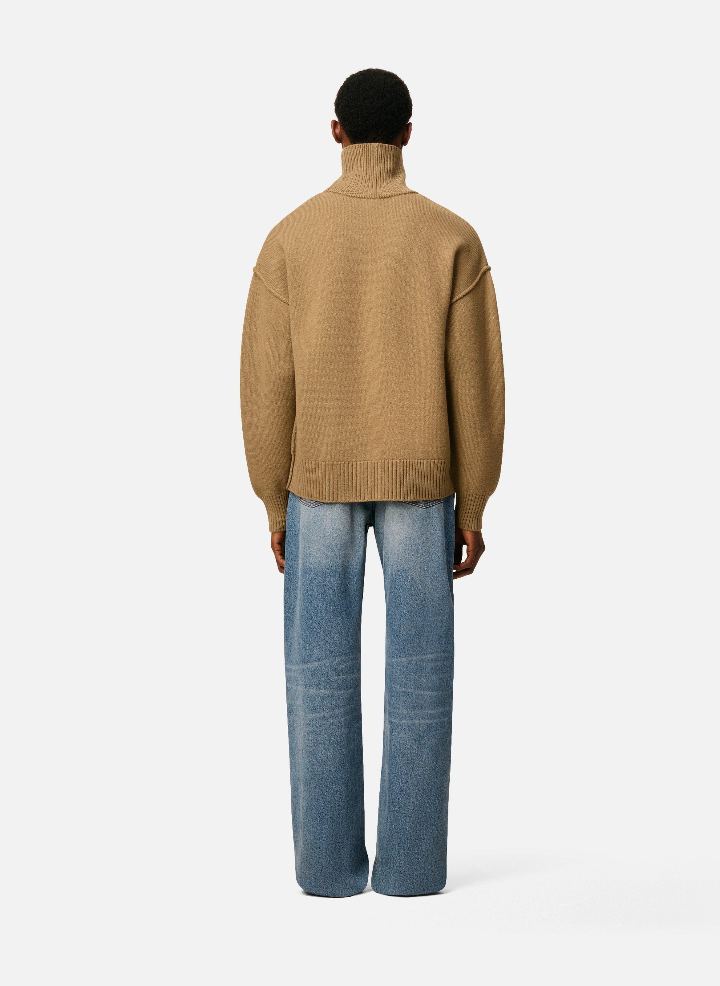 Pull col cheminée ami de coeur en laine unisexe AMI PARIS Marron