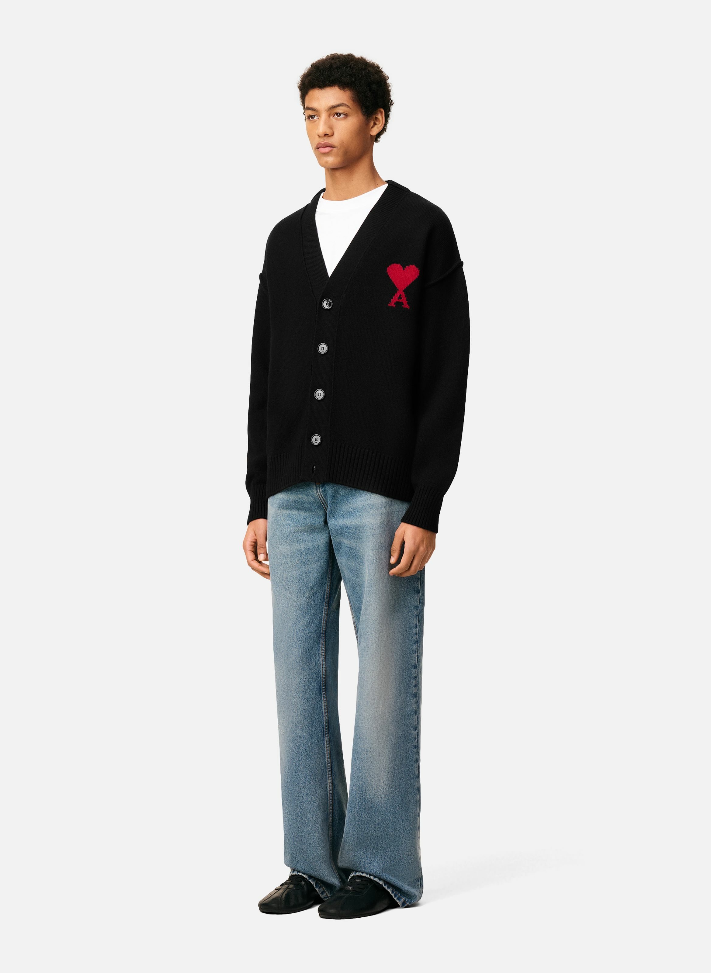 Cardigan ami de coeur en laine unisexe AMI PARIS Noir