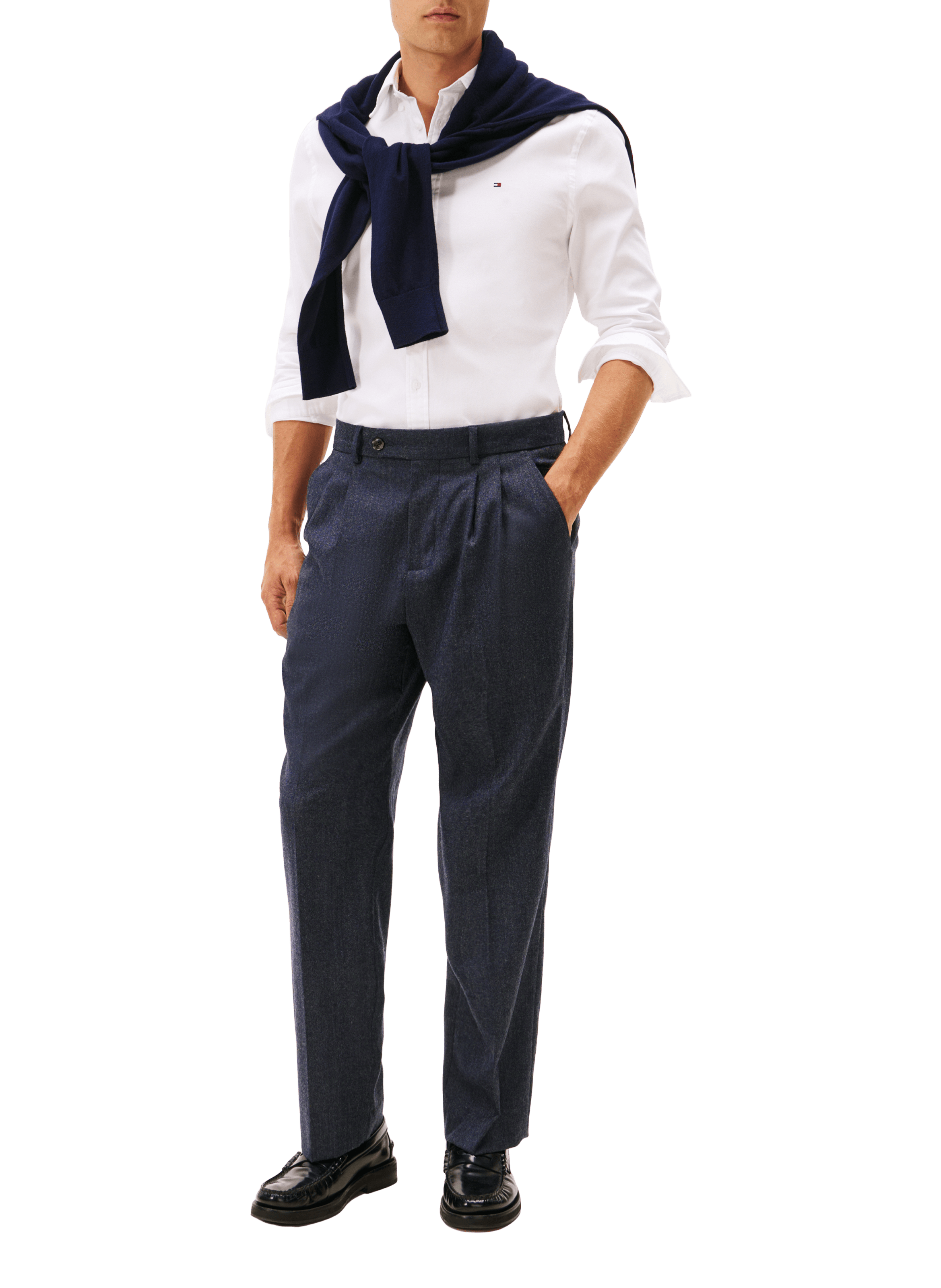 Shirt with American collar in blended cotton TOMMY HILFIGER White