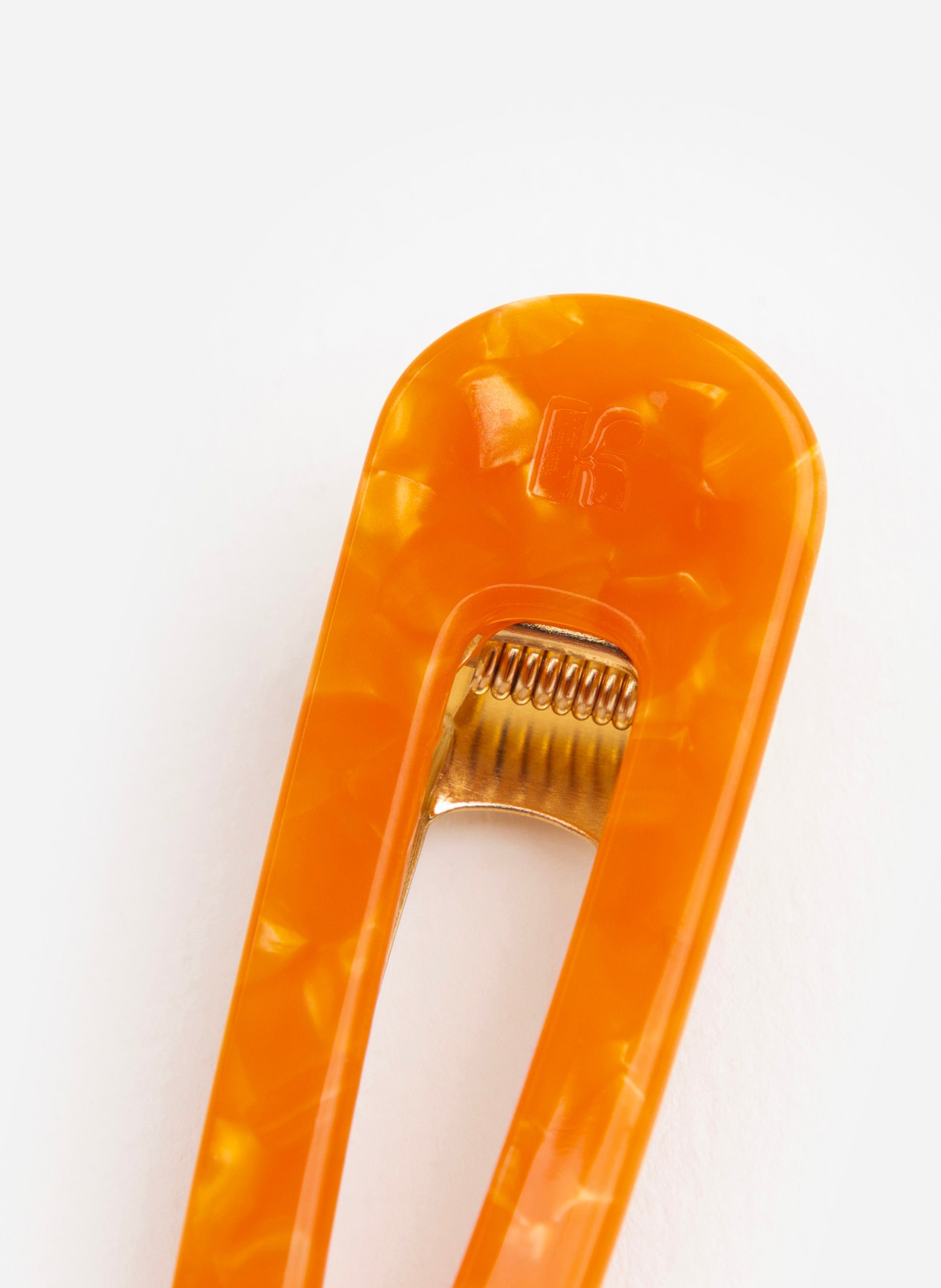 Barrette à cheveux triangle en acétate de cellulose et acier inoxydable KURAGE GINZA Orange