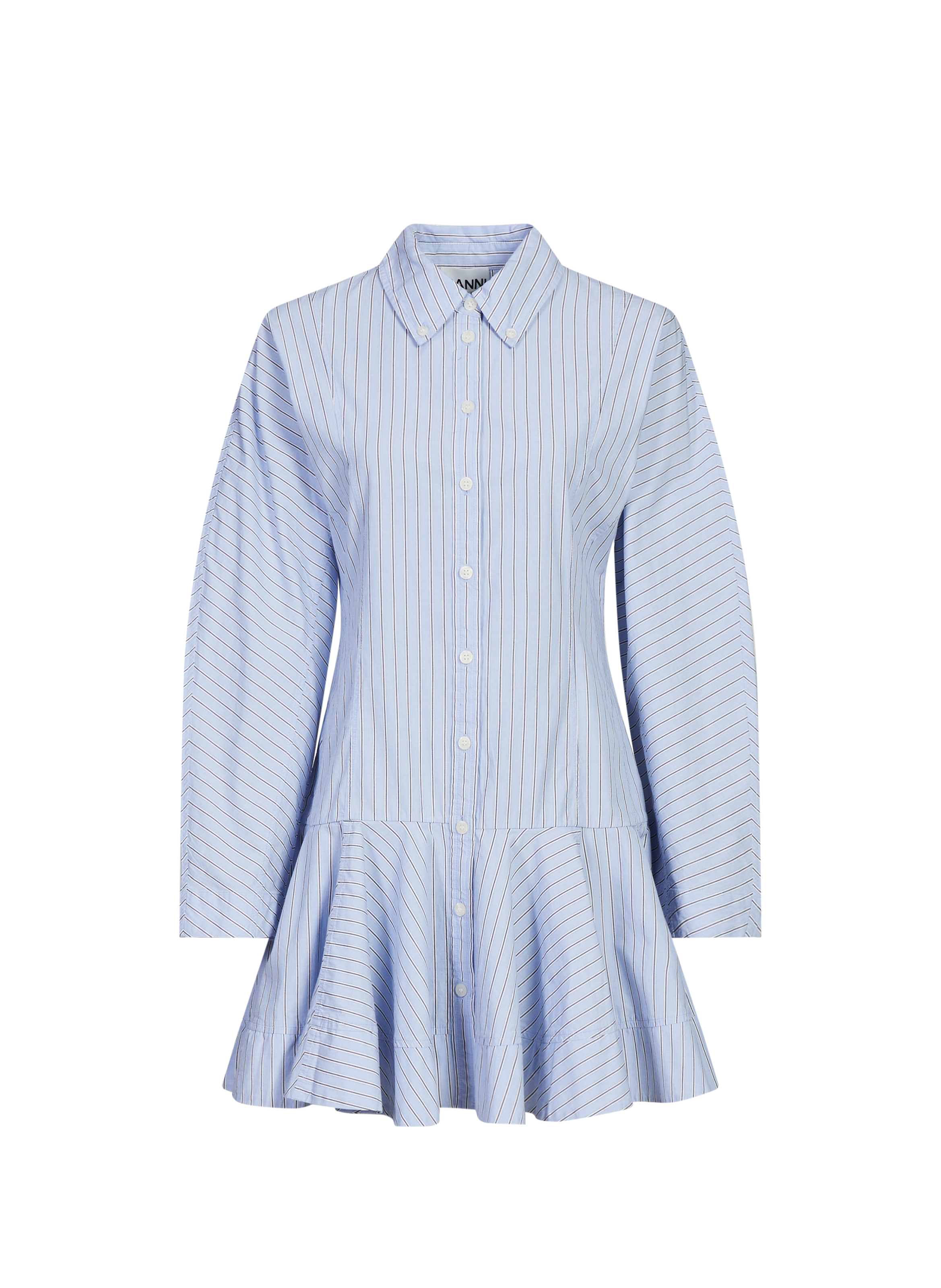 GANNI Robe chemise en coton Bleu