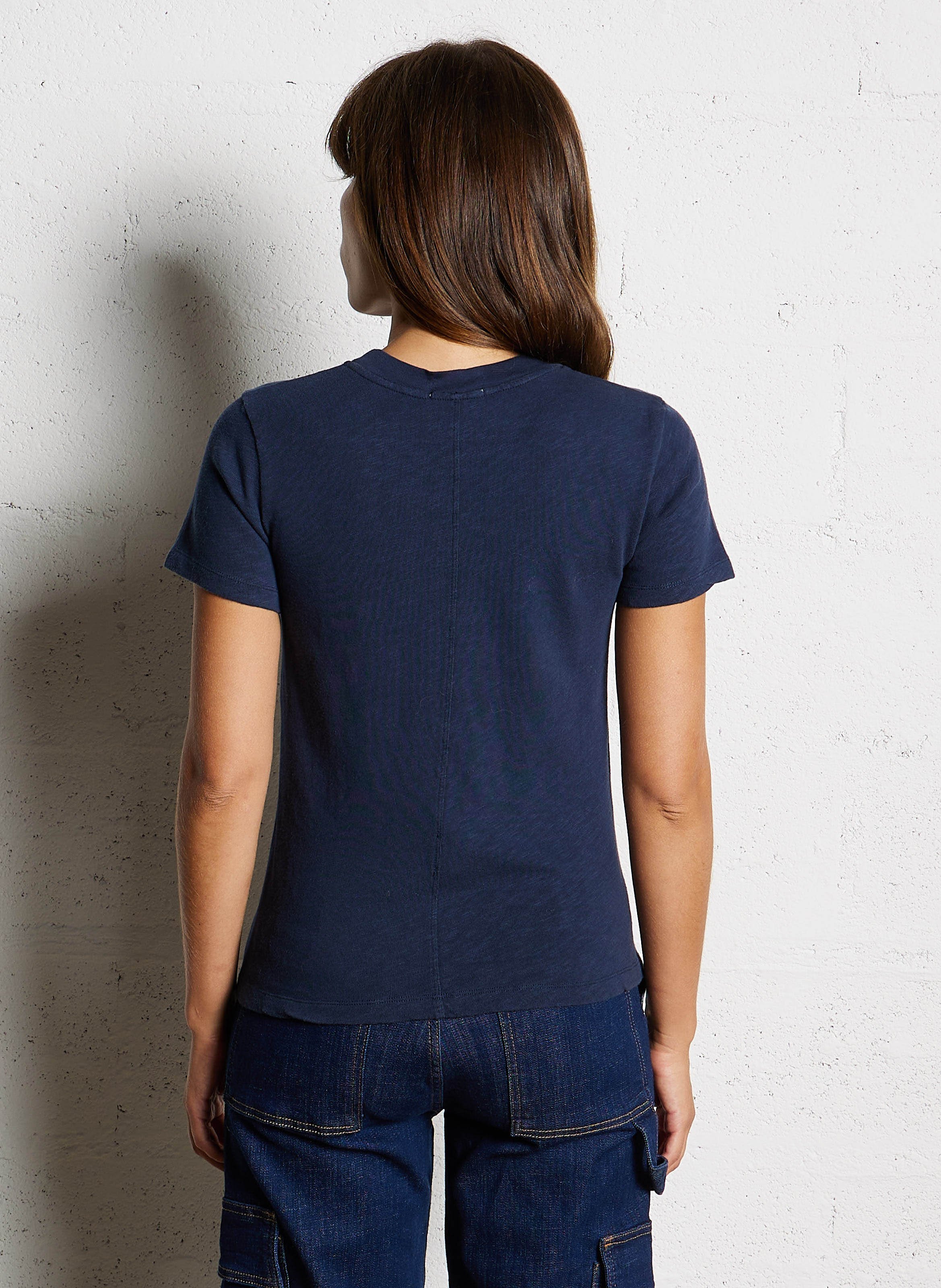 Tee-shirt col rond droit en coton sonoma AMERICAN VINTAGE Bleu