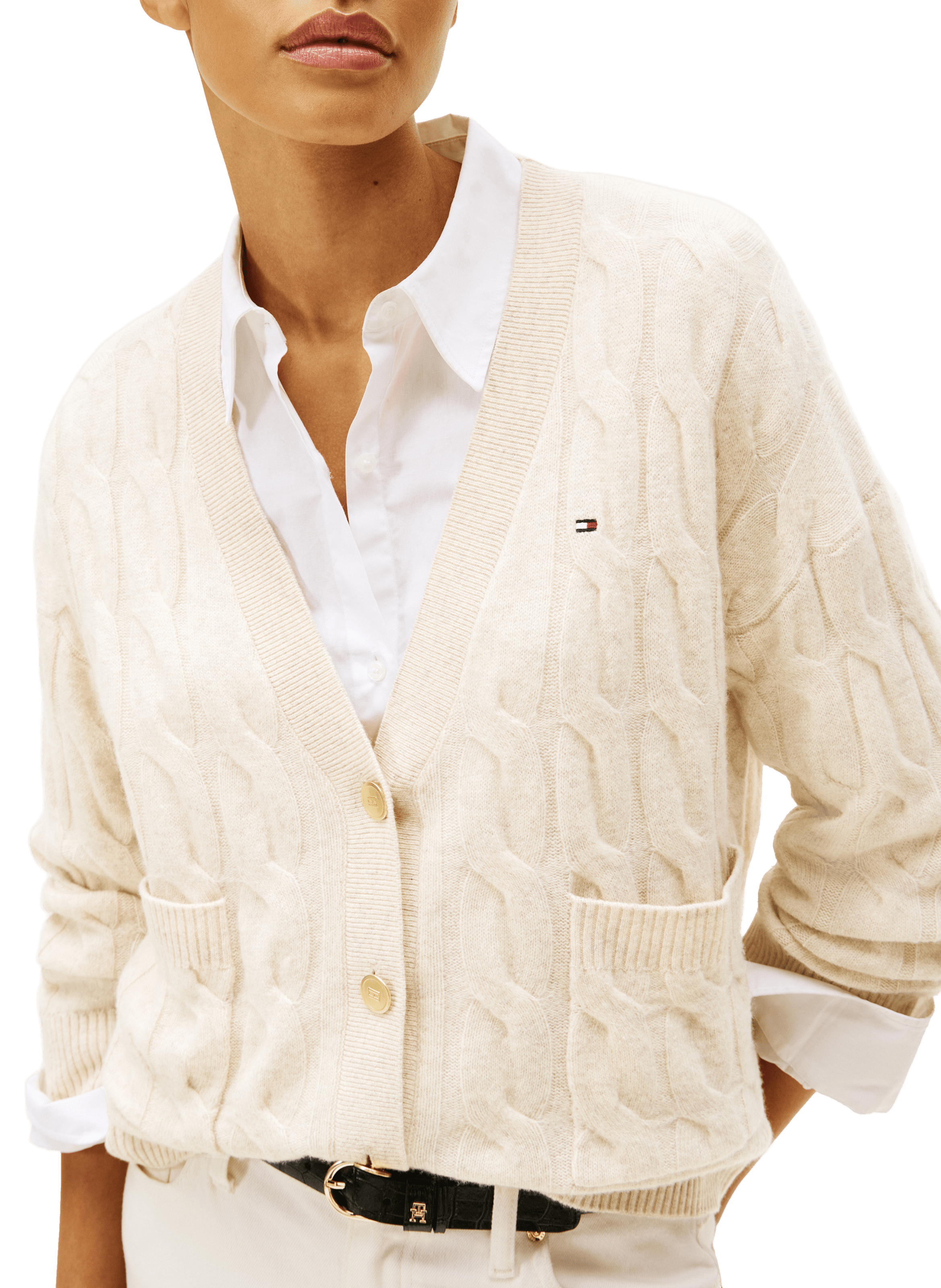 V-neck wool vest TOMMY HILFIGER Beige