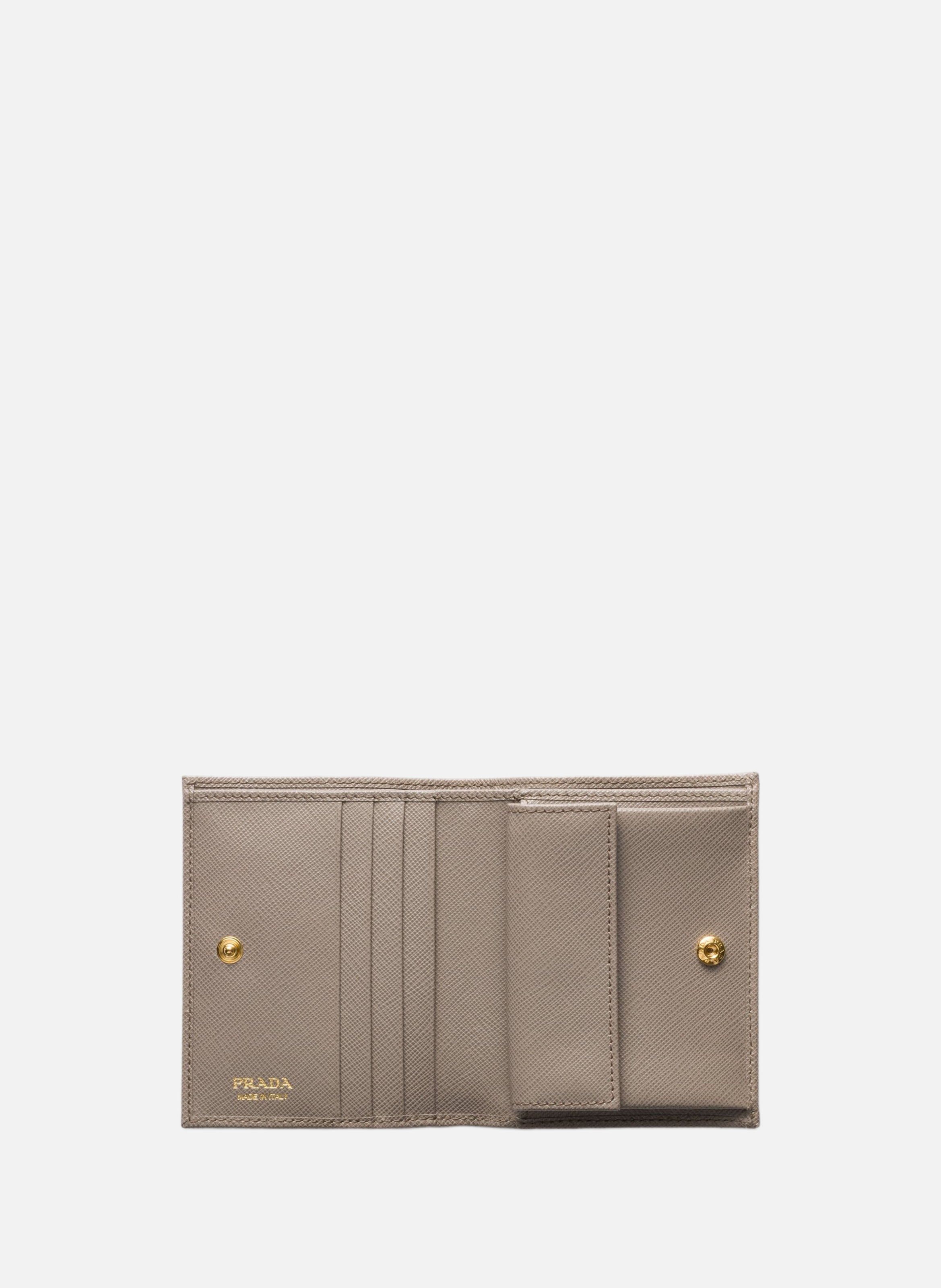 Petit portefeuille en cuir saffiano PRADA Gris