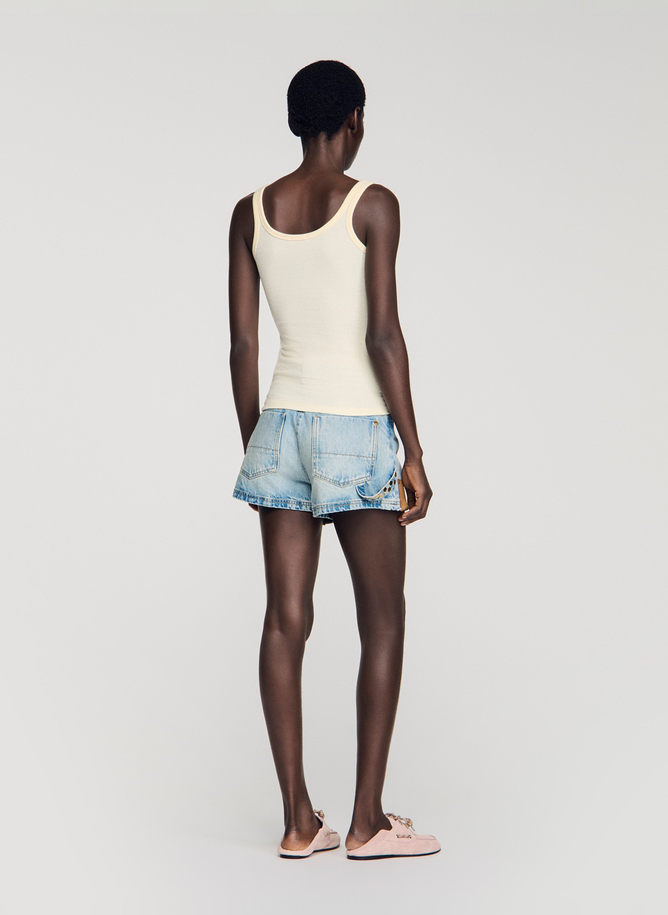 Débardeur droit en coton mélangé Jaune