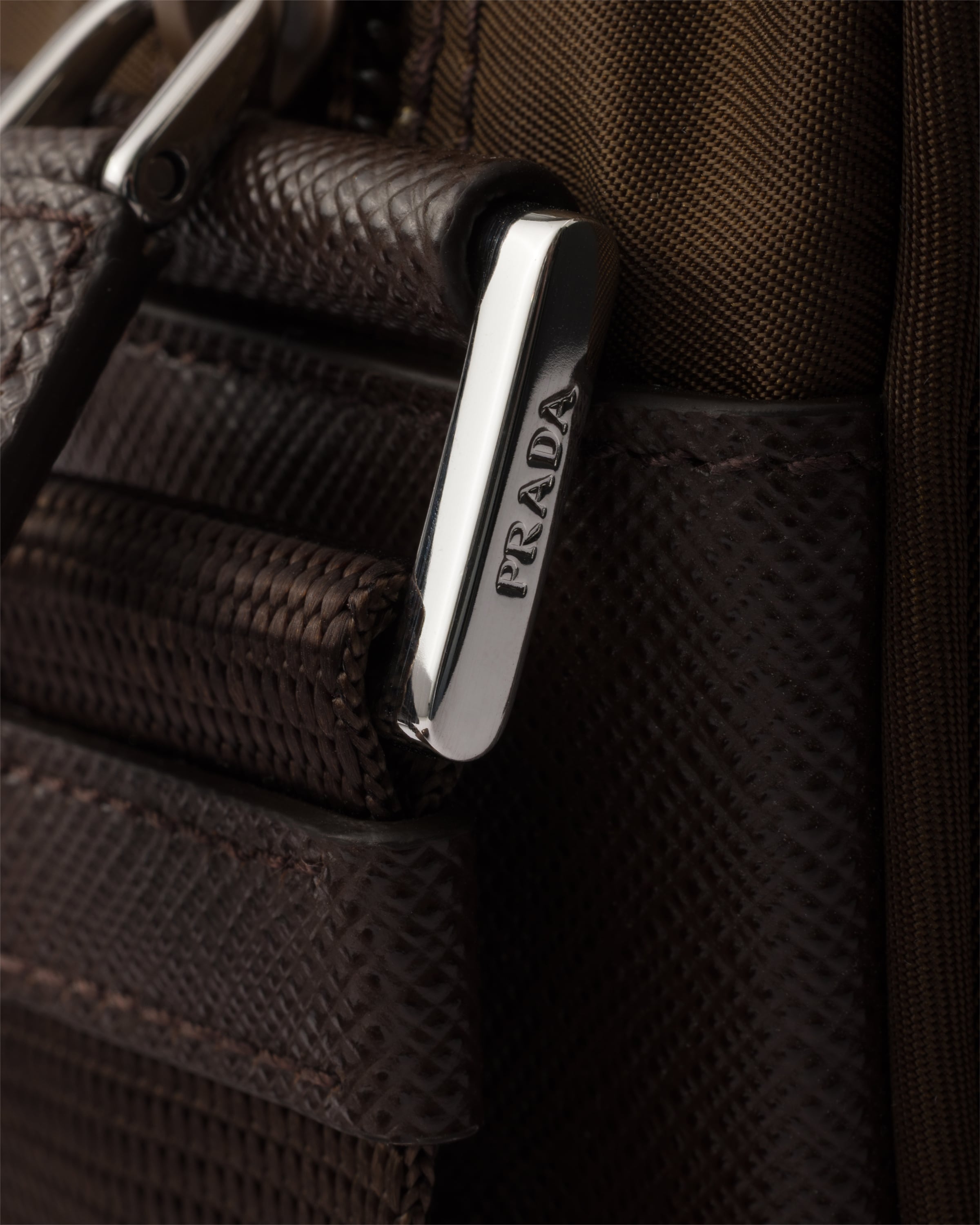 Sac porté épaule en re-nylon PRADA Marron