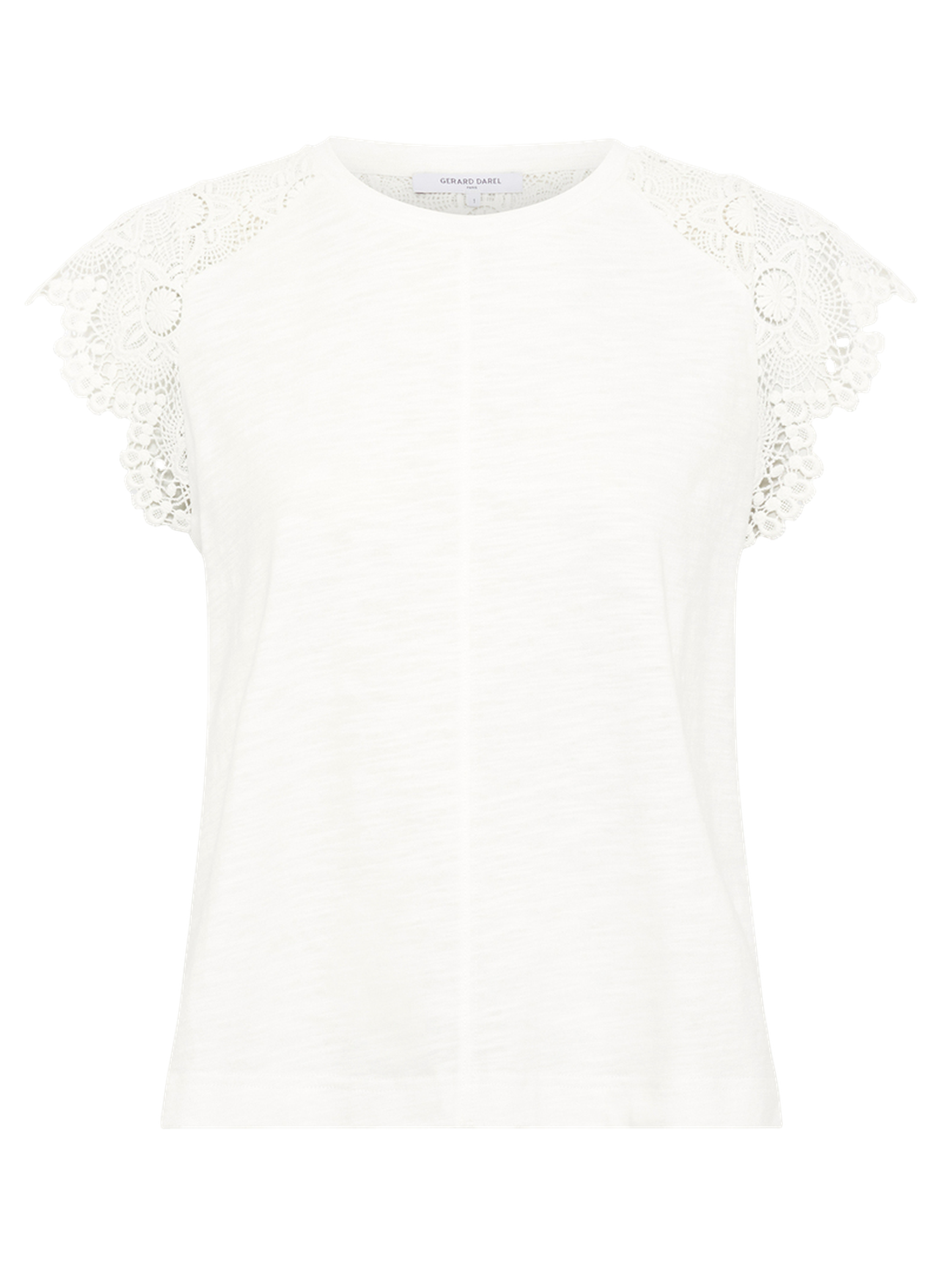 T-shirt en coton et dentelle - mishaelle GERARD DAREL Blanc
