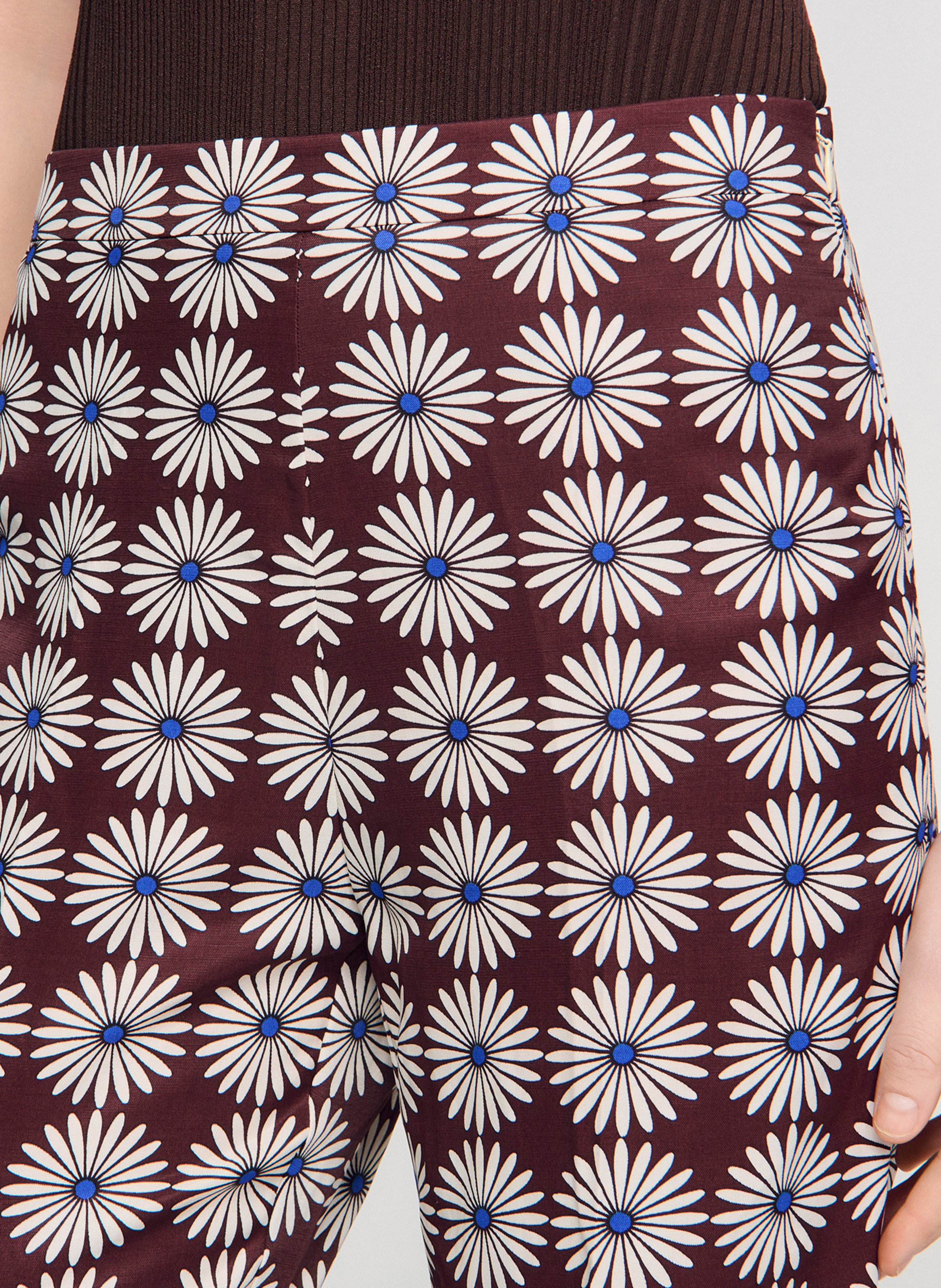 Pantalon flare à motifs floraux SANDRO Marron