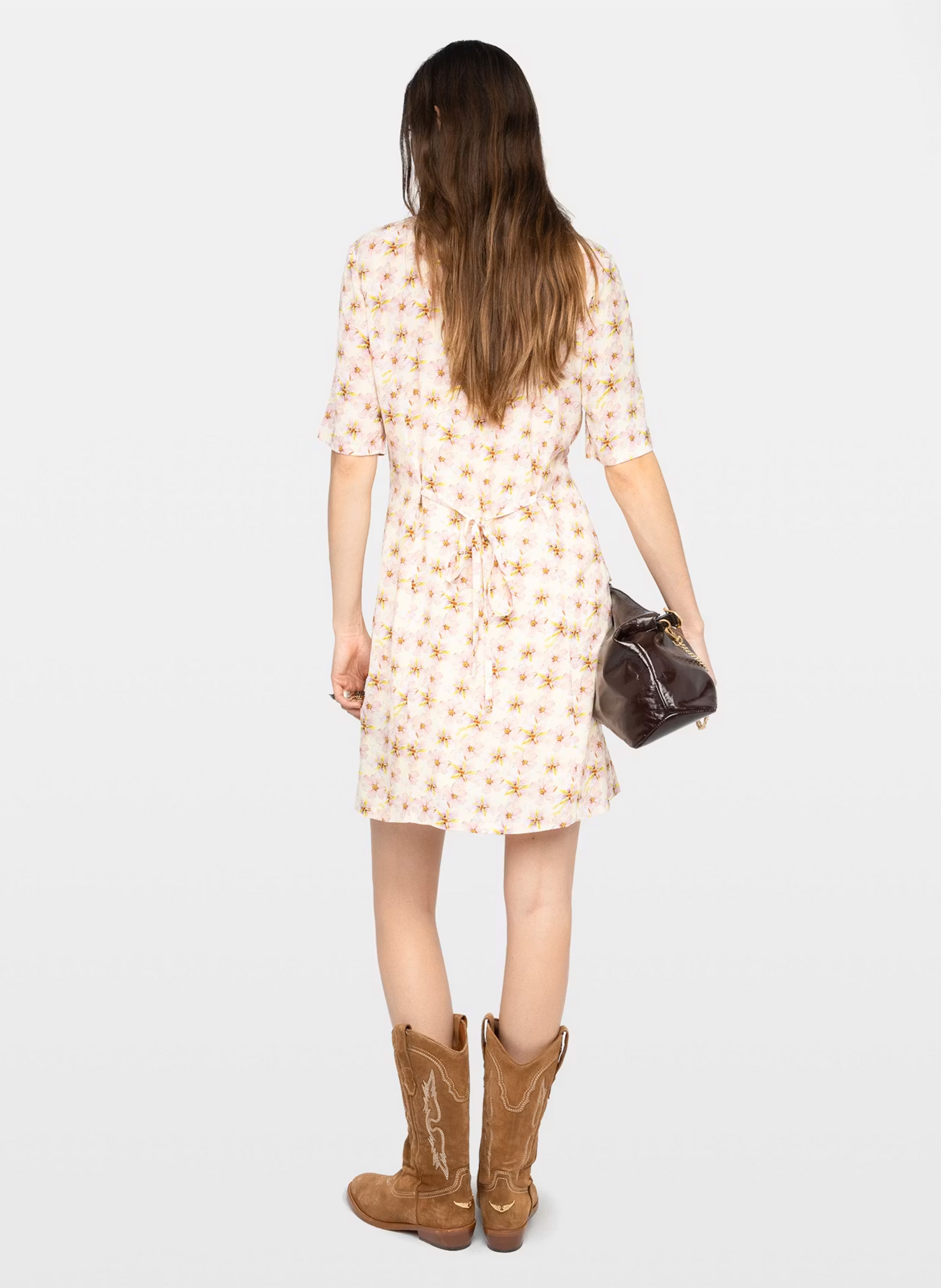 Robe courte évasée col v rodalas ZADIG&VOLTAIRE Jaune