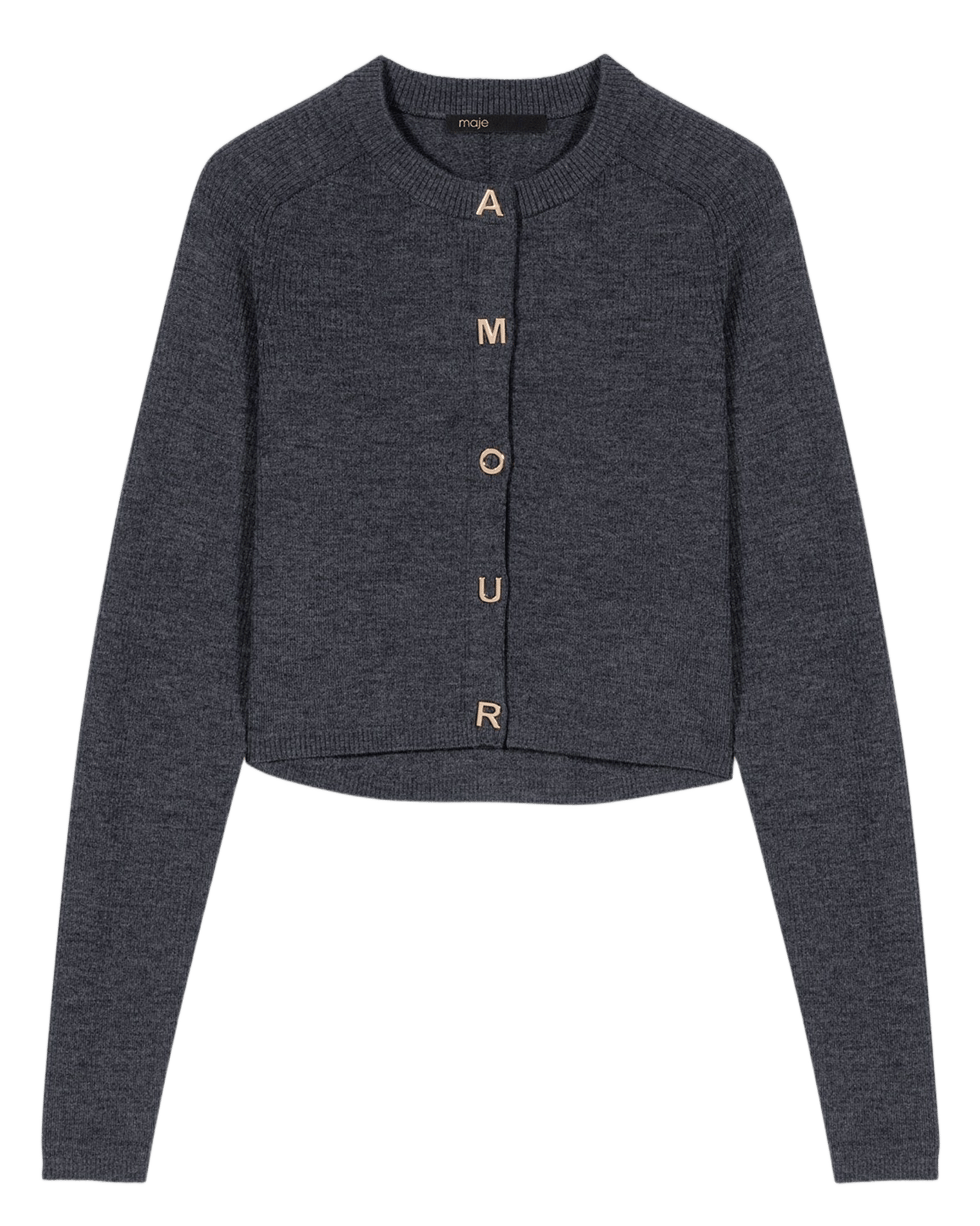 Gilet col rond en laine MAJE Gris