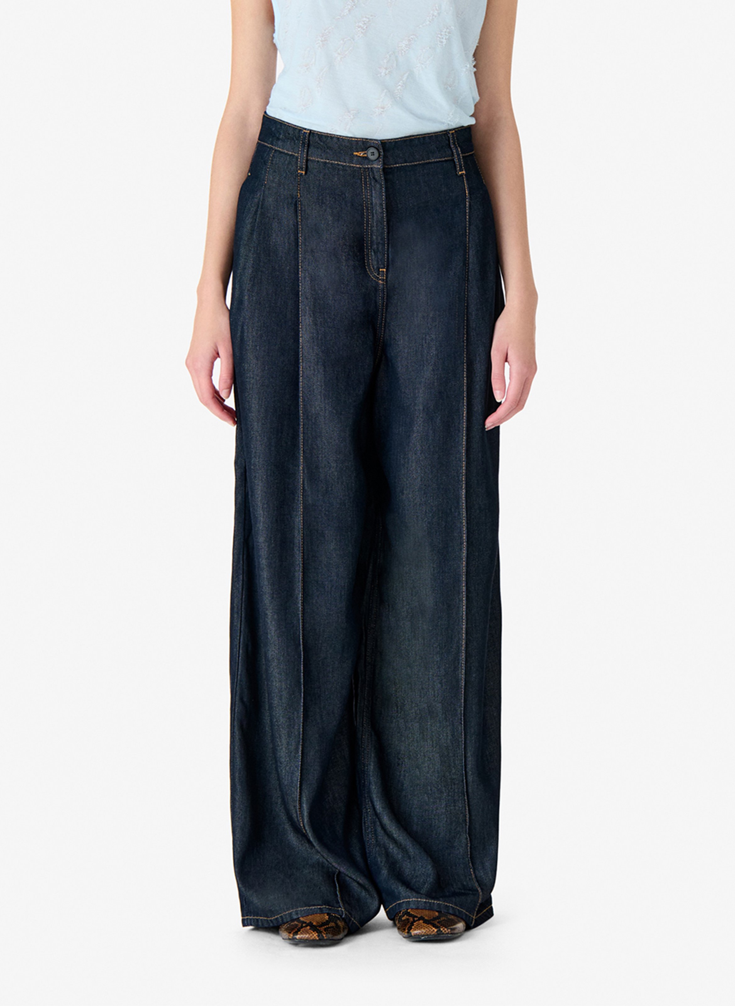 Jean large à pinces en denim brut remy IRO Bleu