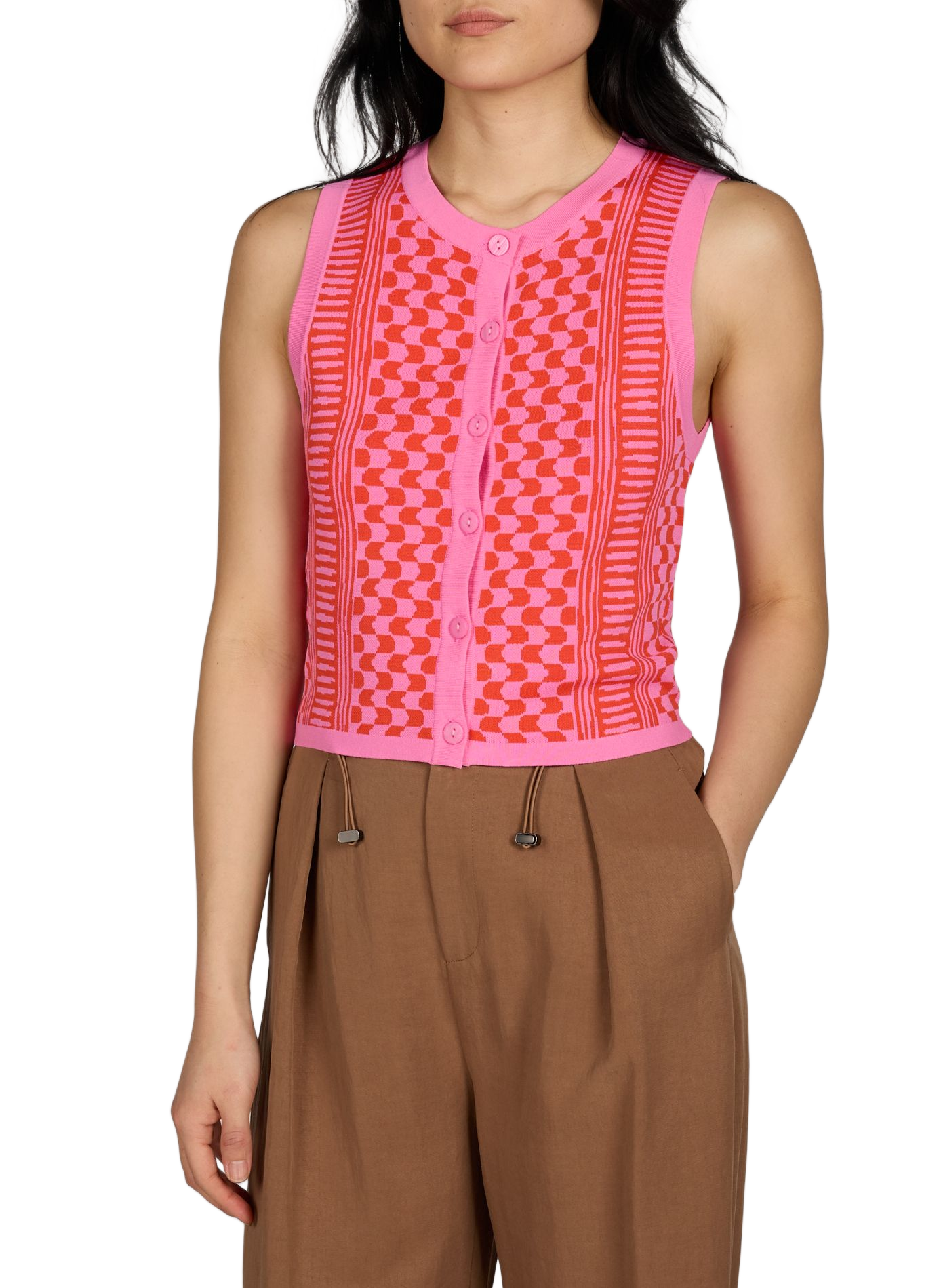 Buttoned top with pattern SUNCOO Pink