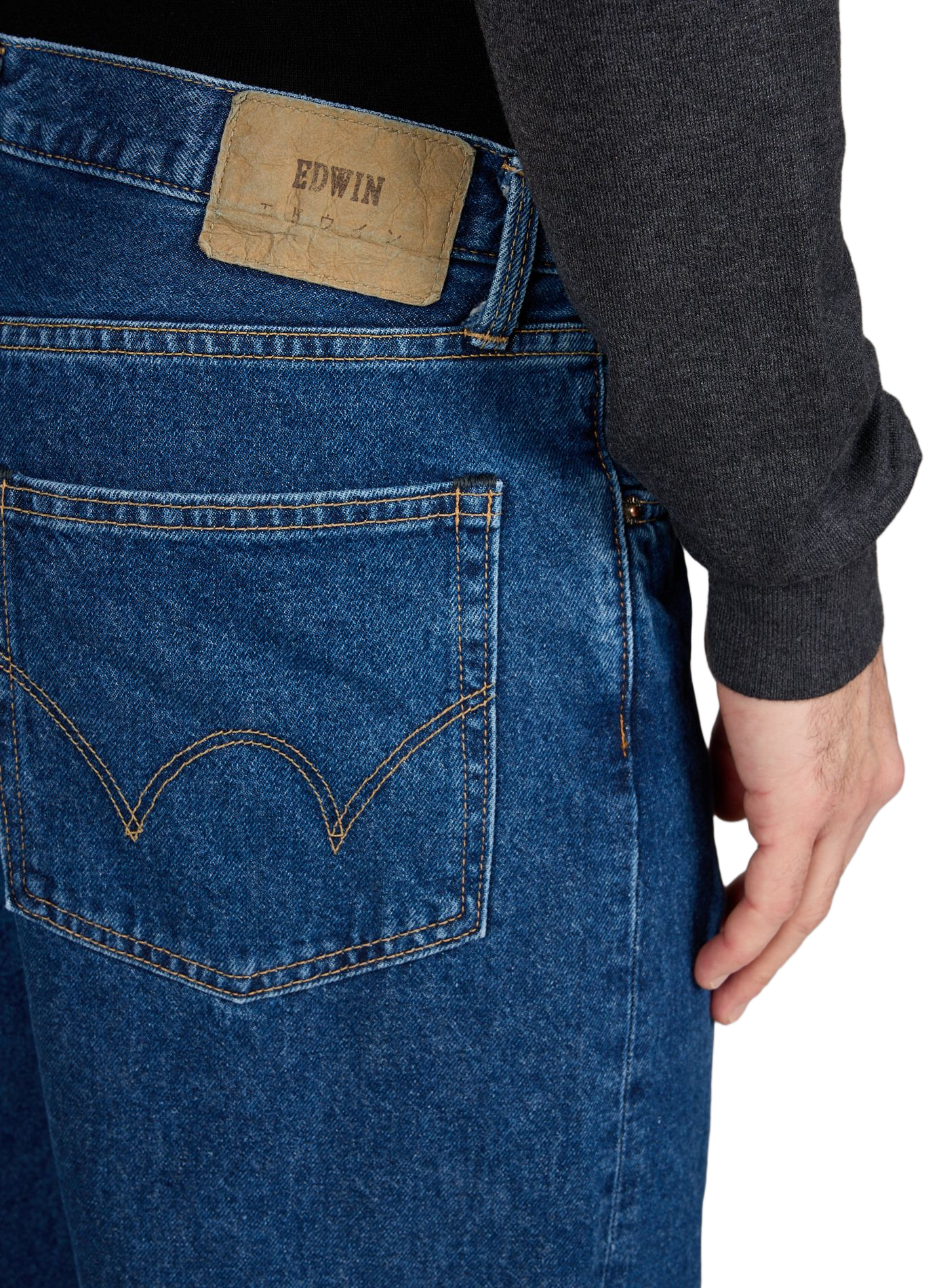 Rechte katoenen jeans met effen kleur. EDWIN Blauw
