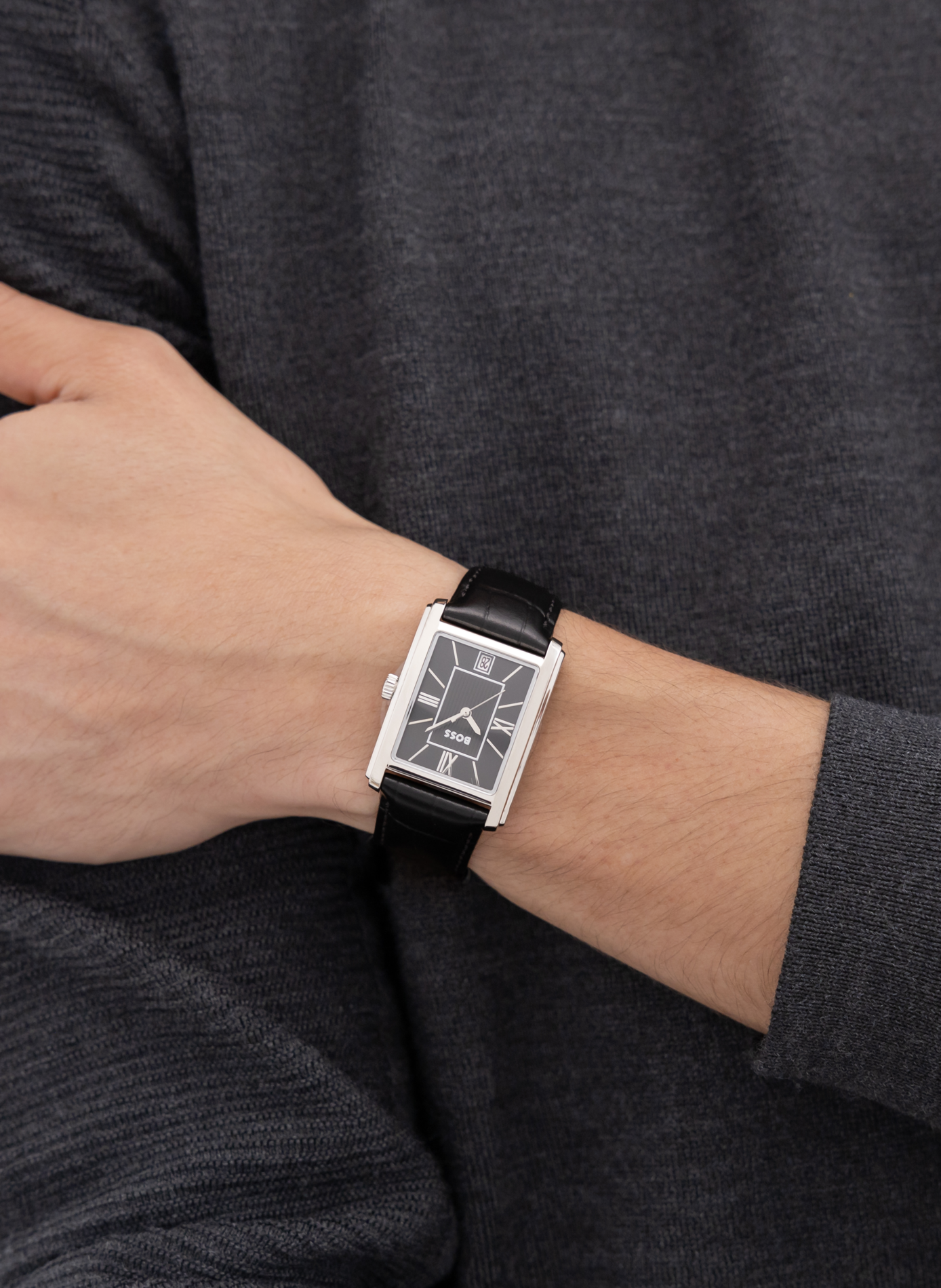 Montre quartz Principle Dress en cuir BOSS MONTRES Noir