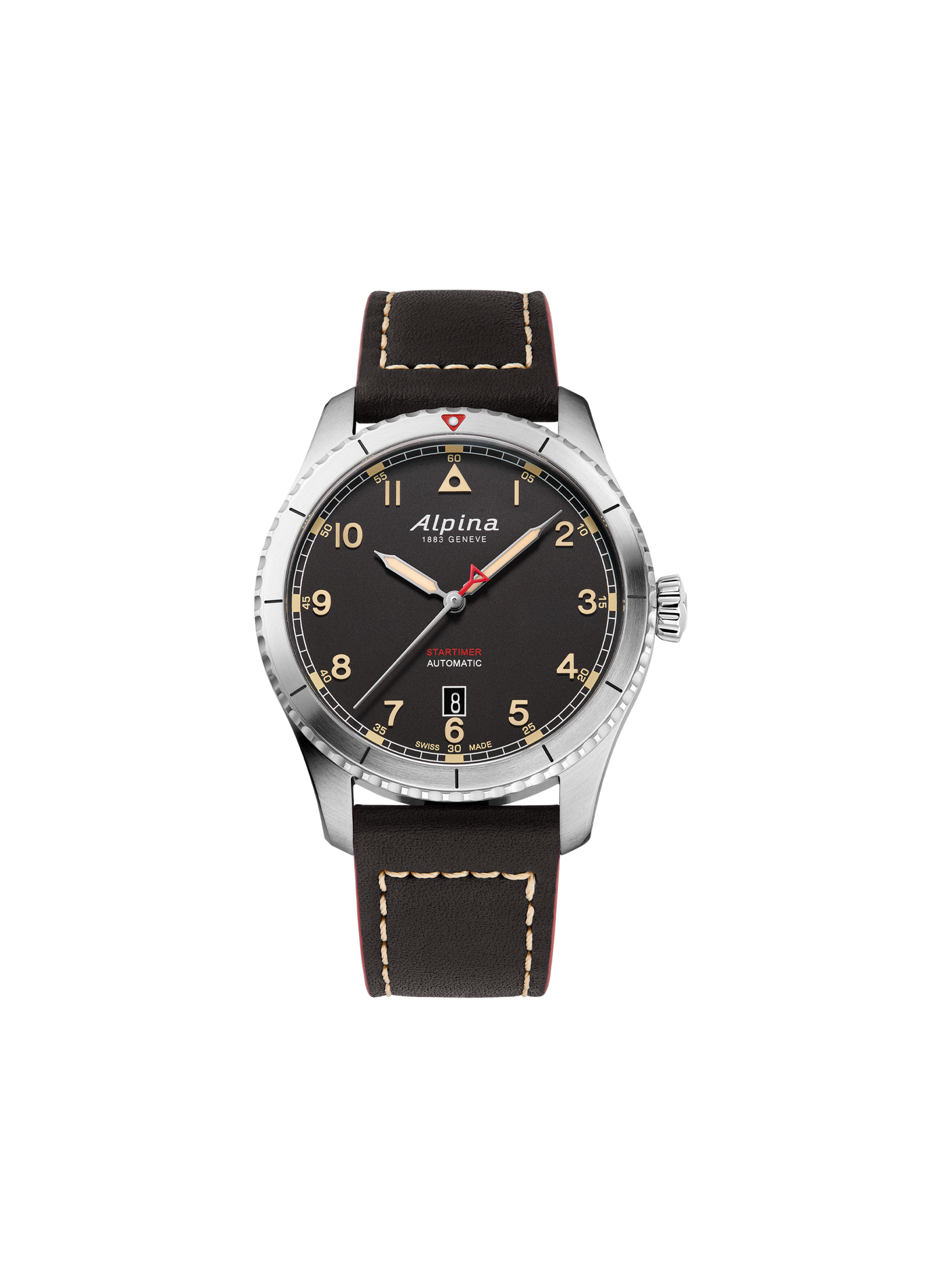 Montre automatique Pilot Automatic en cuir de veau ALPINA Noir