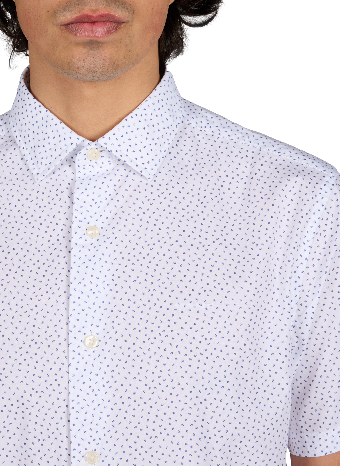 Chemise manches courtes à motifs en coton GANT Blanc