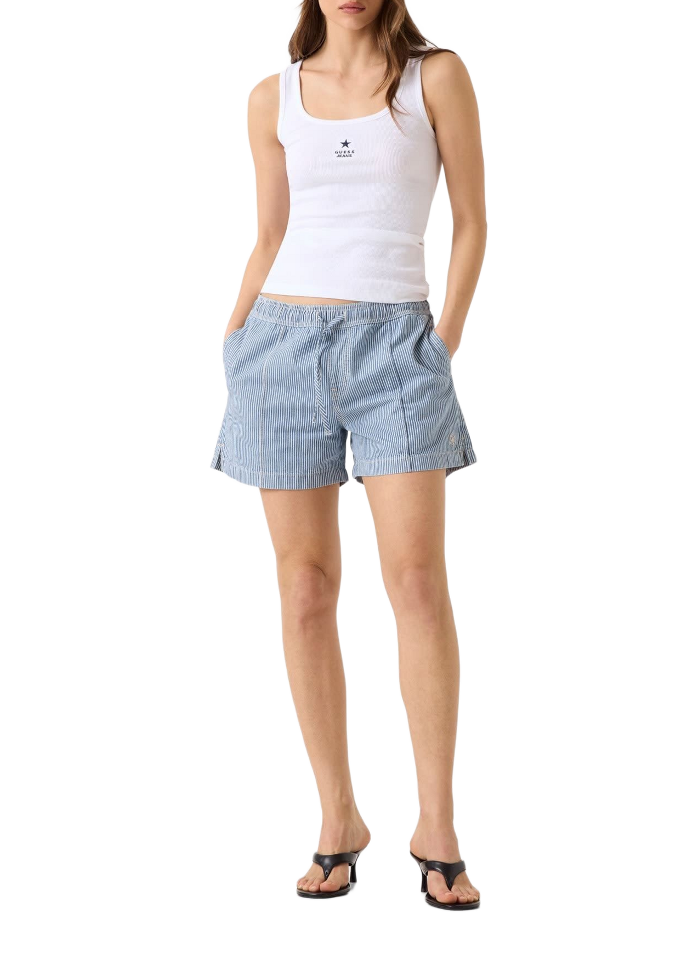 Striped cotton shorts GUESS Blue