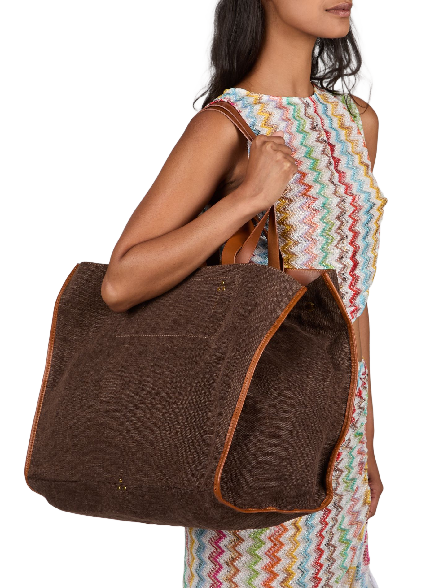 Sac cabas Léon L en toile de laine JÉRÔME DREYFUSS Marron