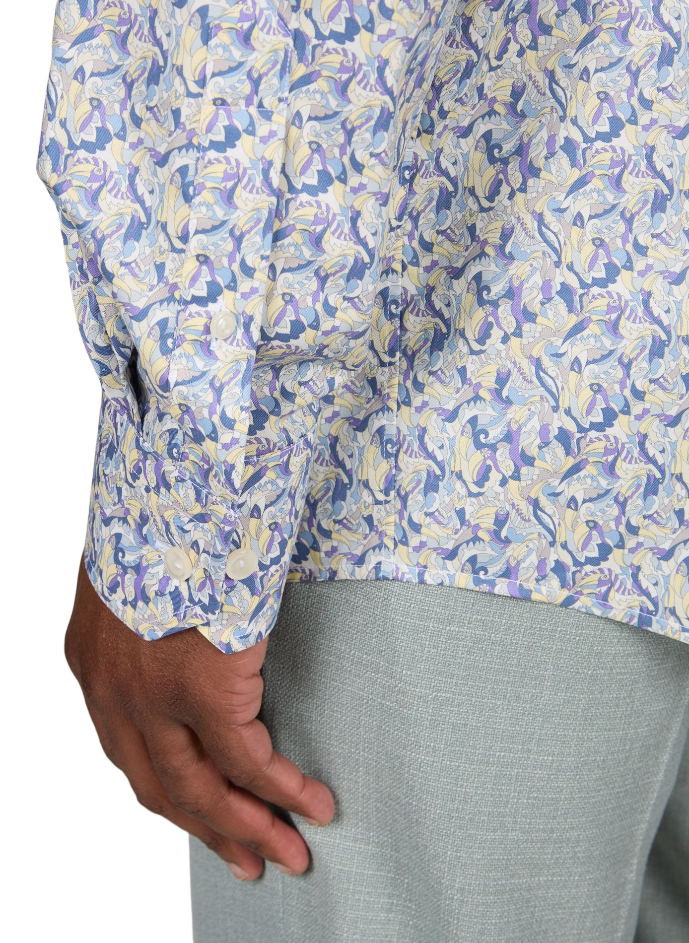 Camisa recta estampada de algodón ETON Violeta