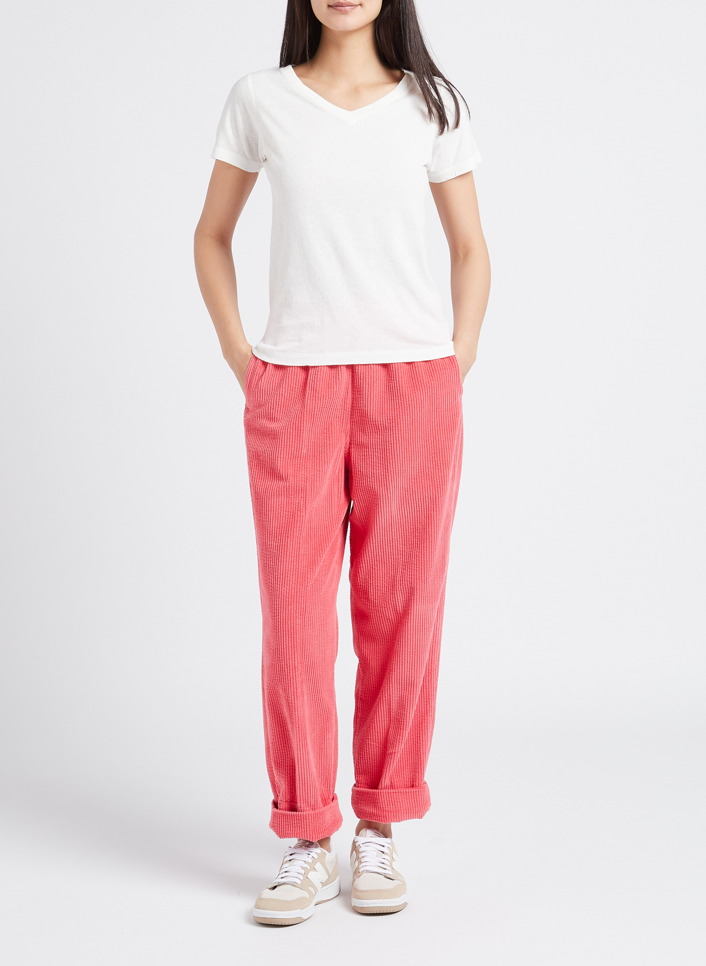 Tee-shirt col v en coton gamipy AMERICAN VINTAGE Blanc