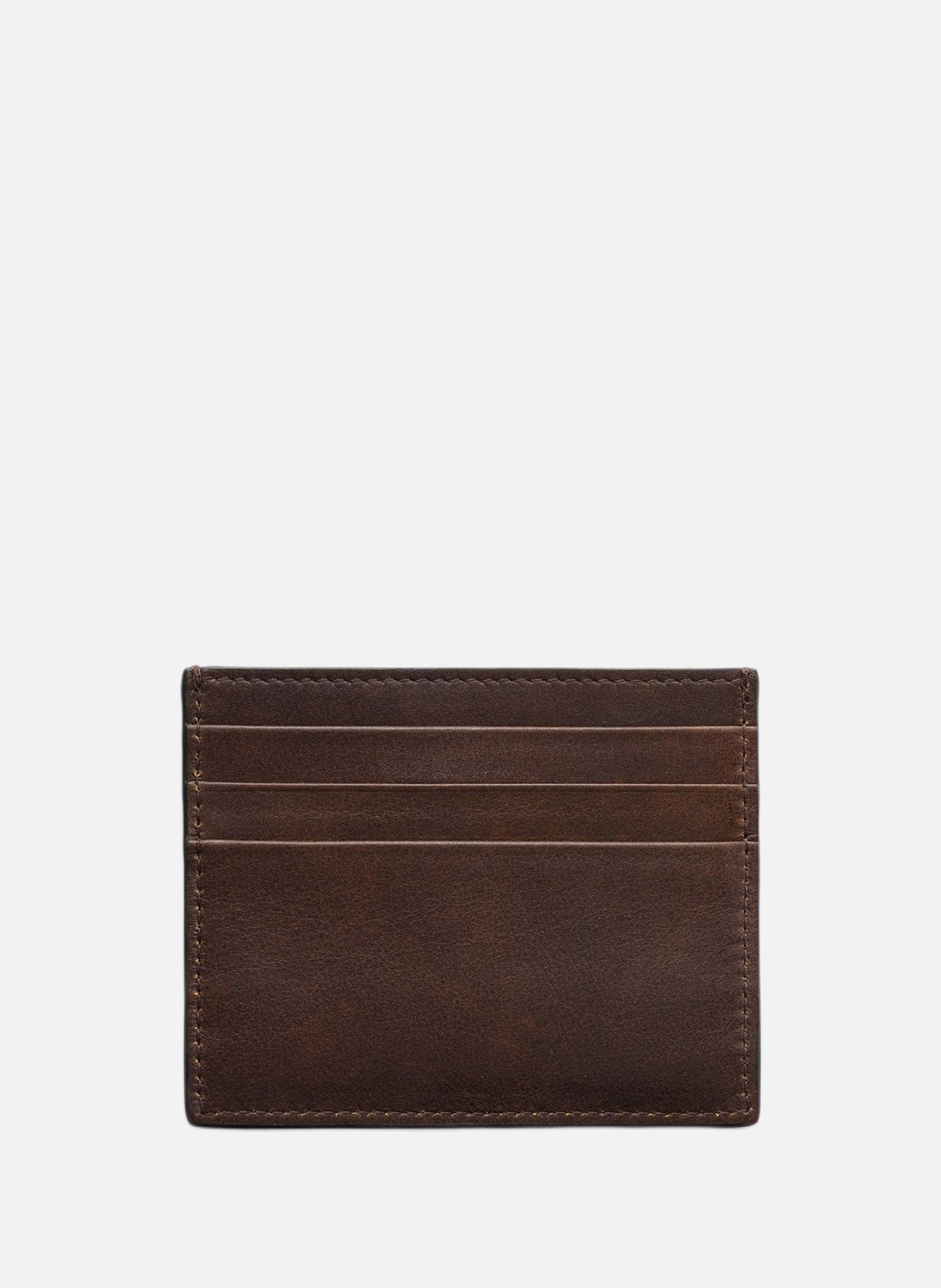 Porte-cartes en cuir PRADA Marron