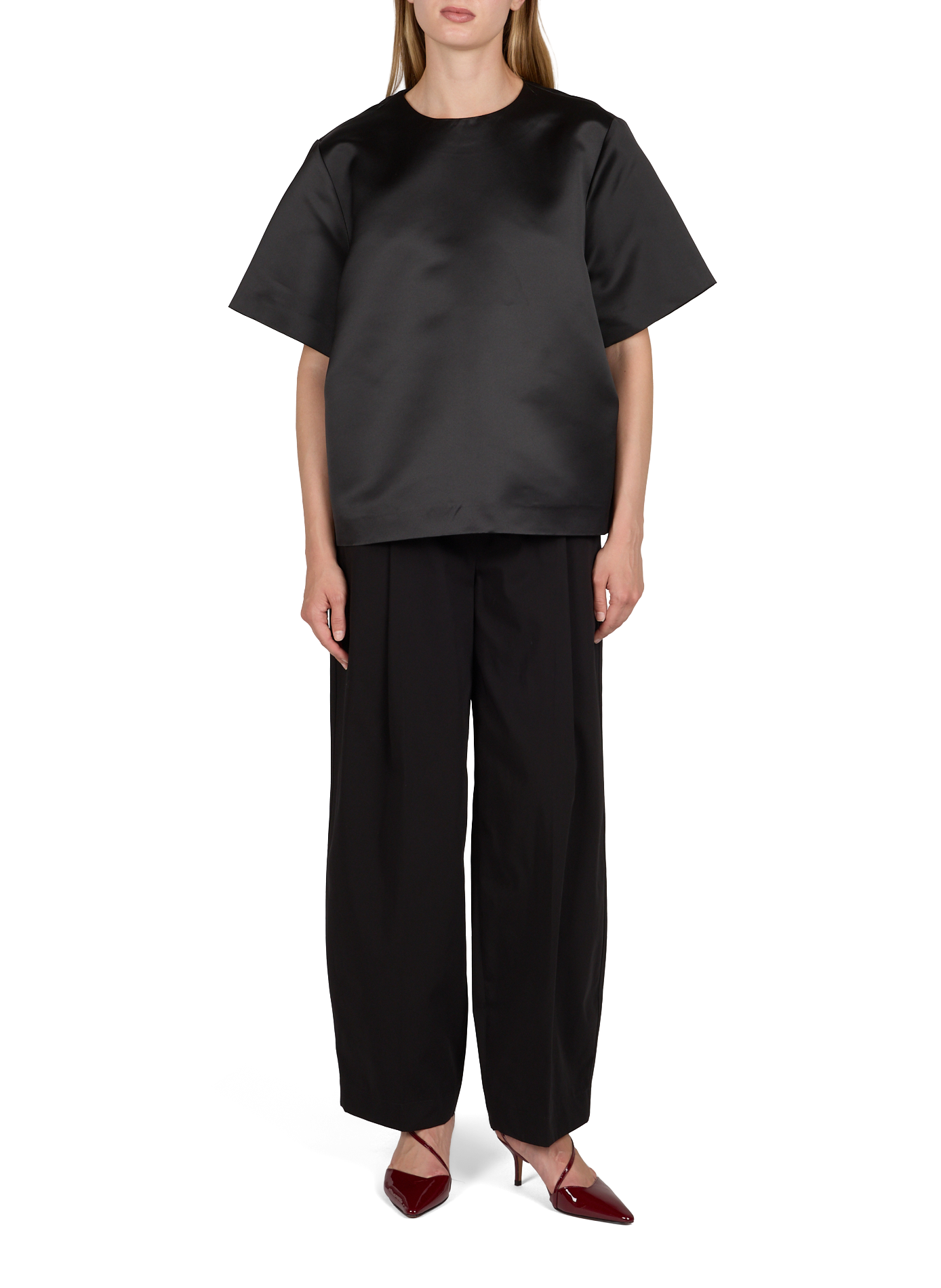 Glänzendes Oversized-T-Shirt TOTEME Schwarz