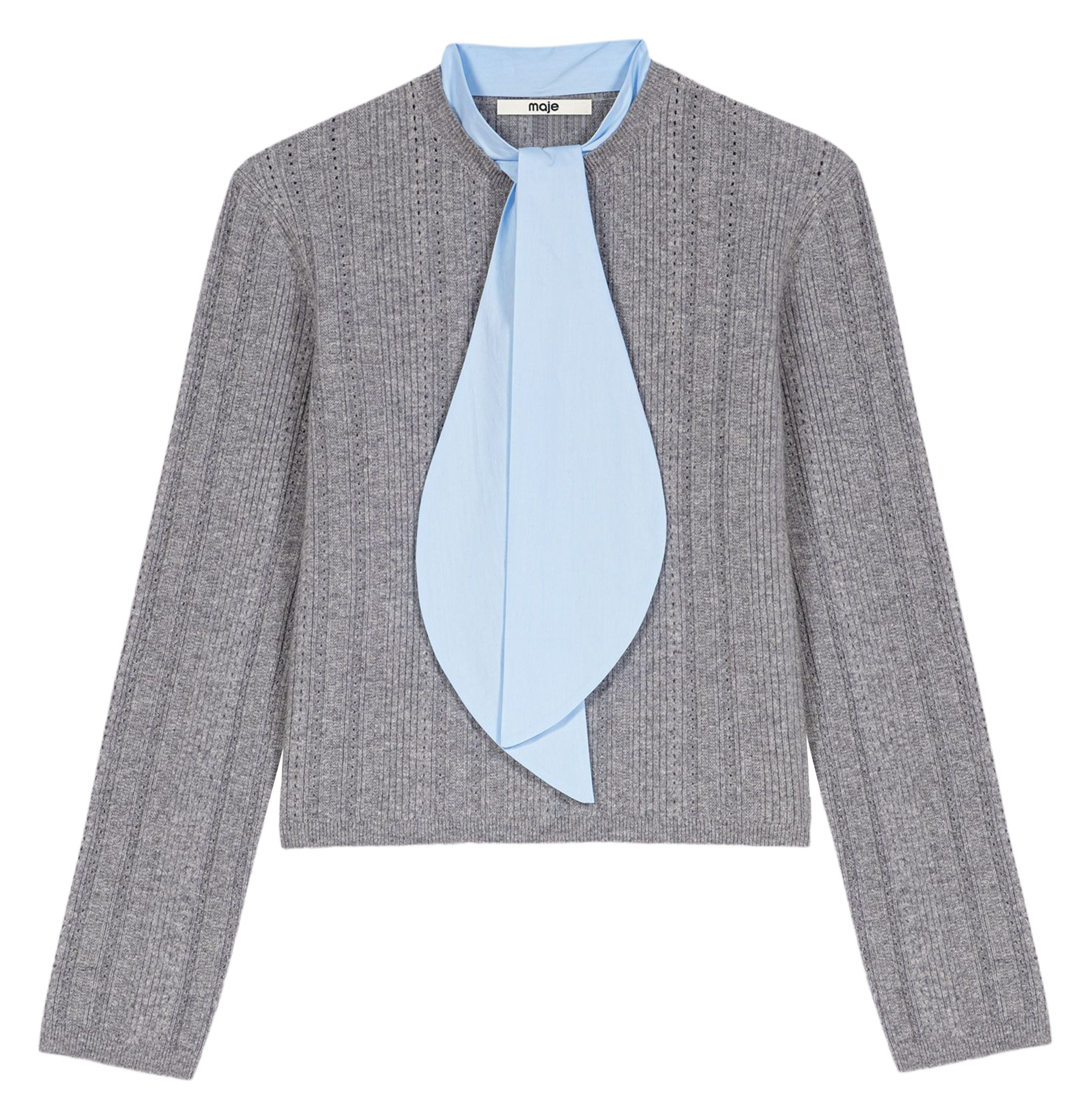 Pull droit en laine mélangée MAJE Gris