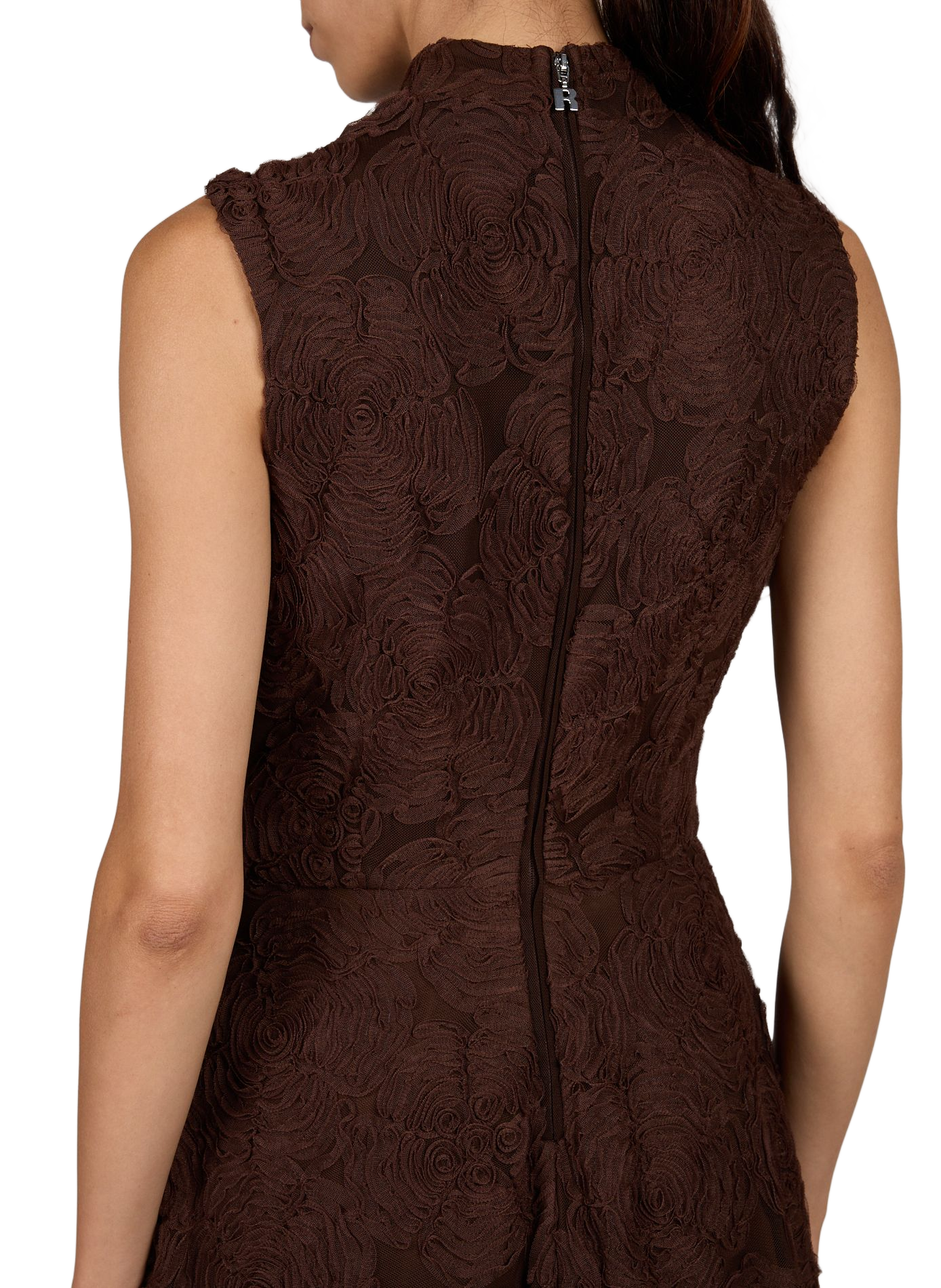 Robe longue évasée ROTATE Marron
