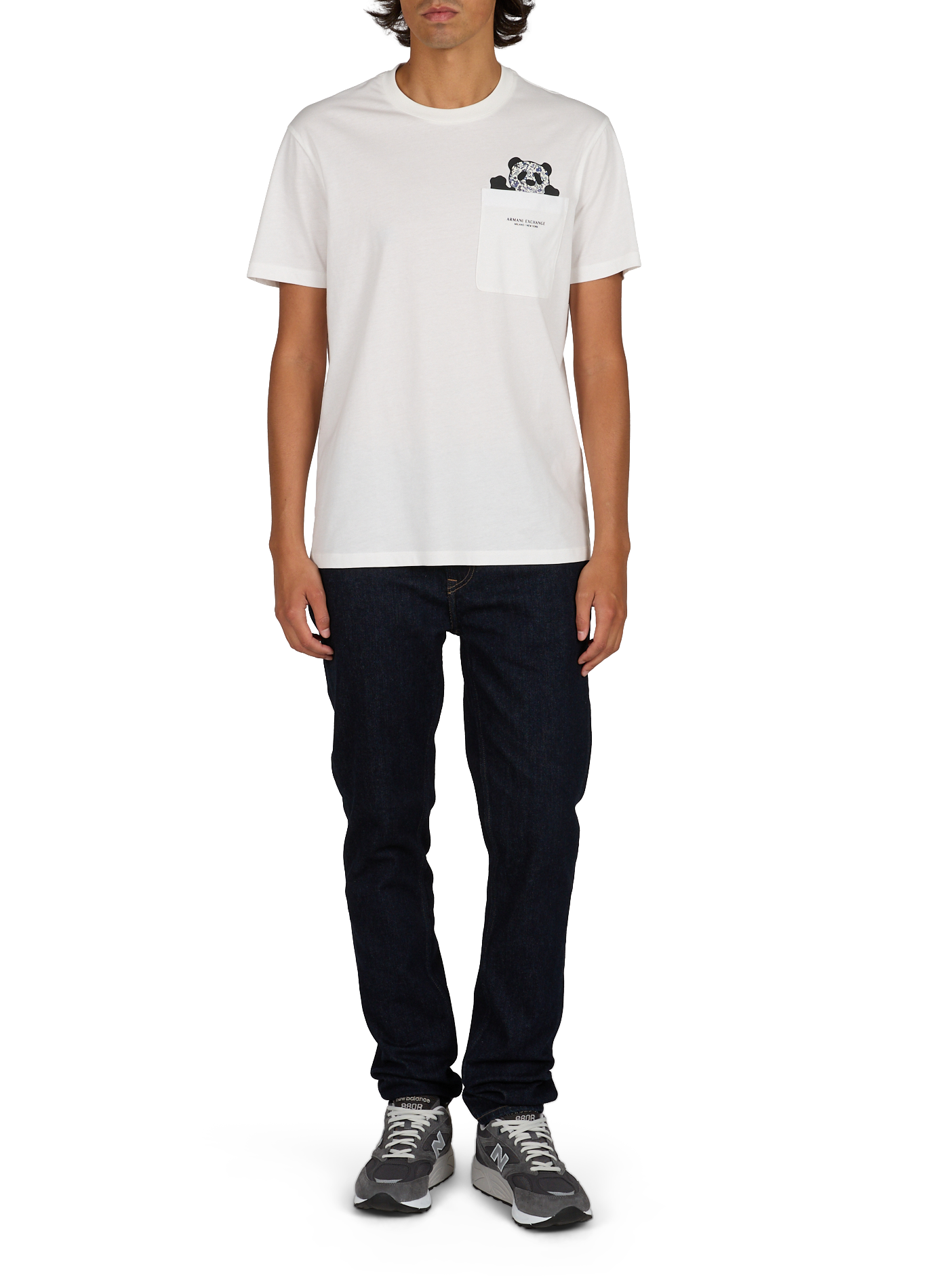 Straight logo cotton t-shirt | White ARMANI EXCHANGE Men
