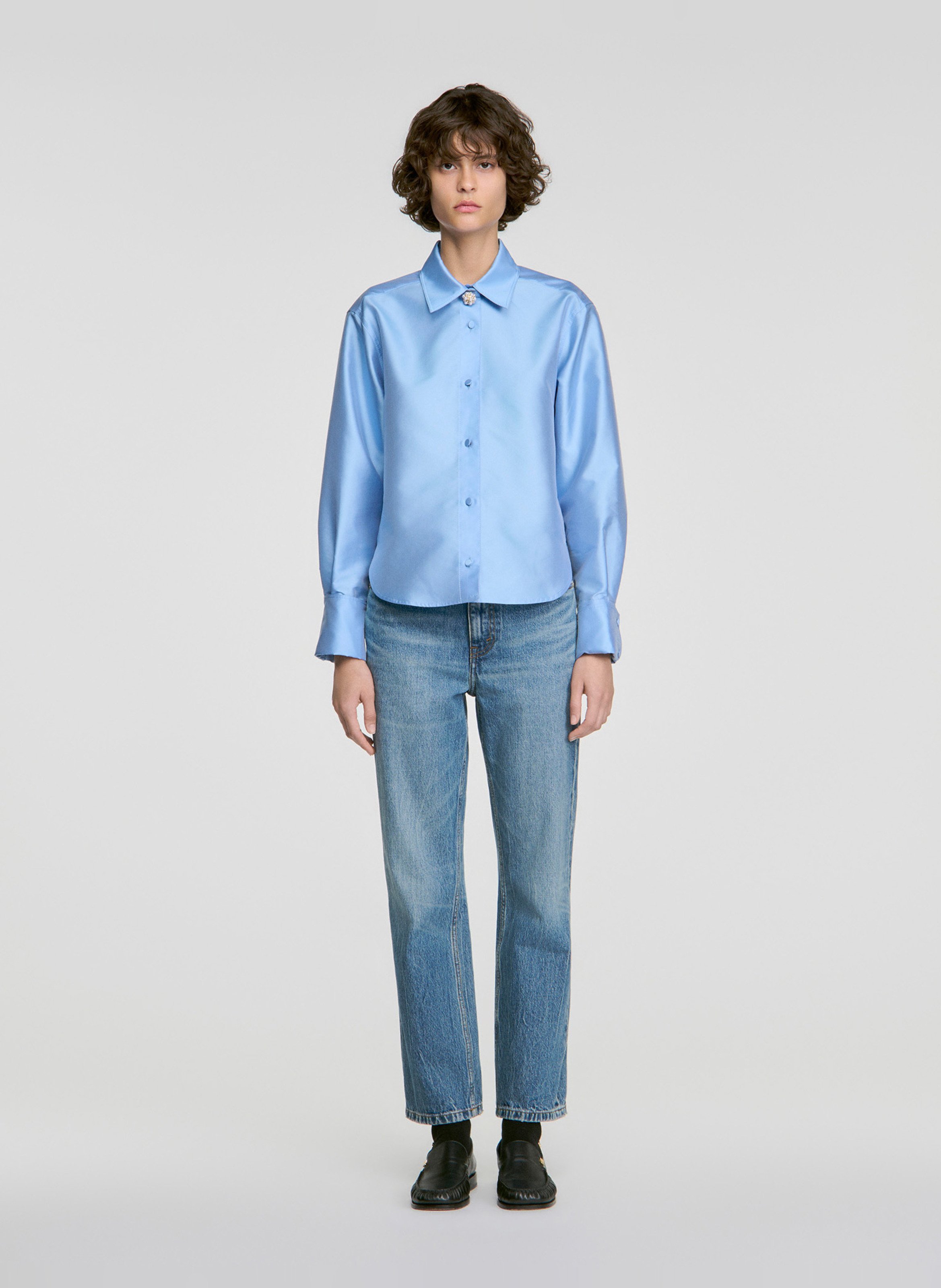 Chemise droite col classique SANDRO Bleu
