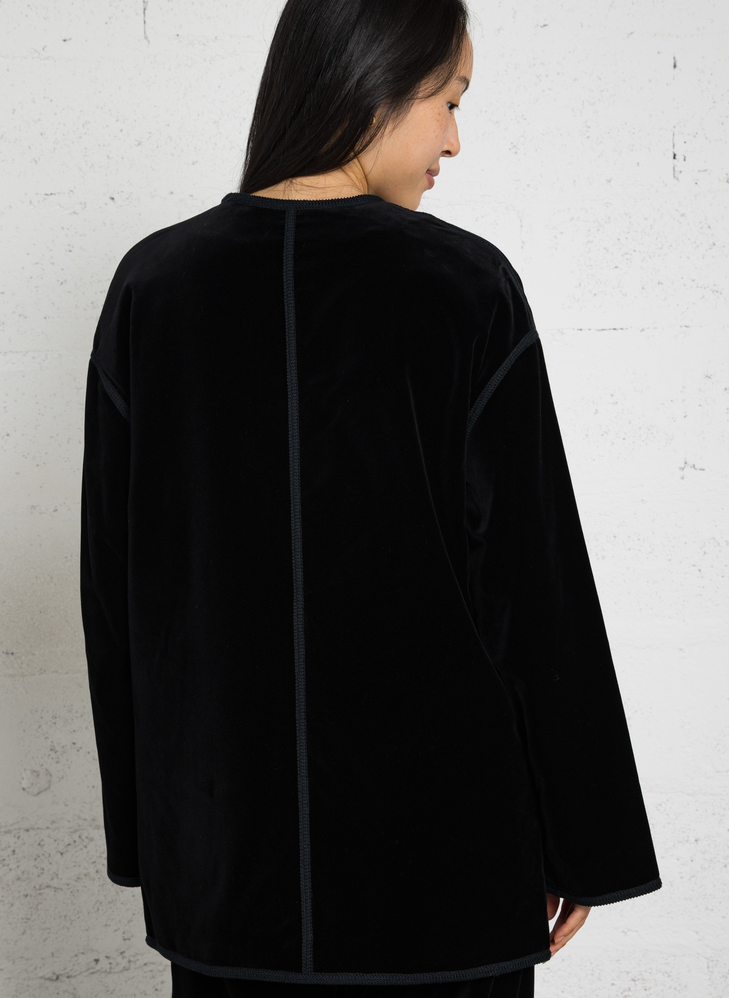 Veste droite col rond en coton bio lutetia SOEUR Noir