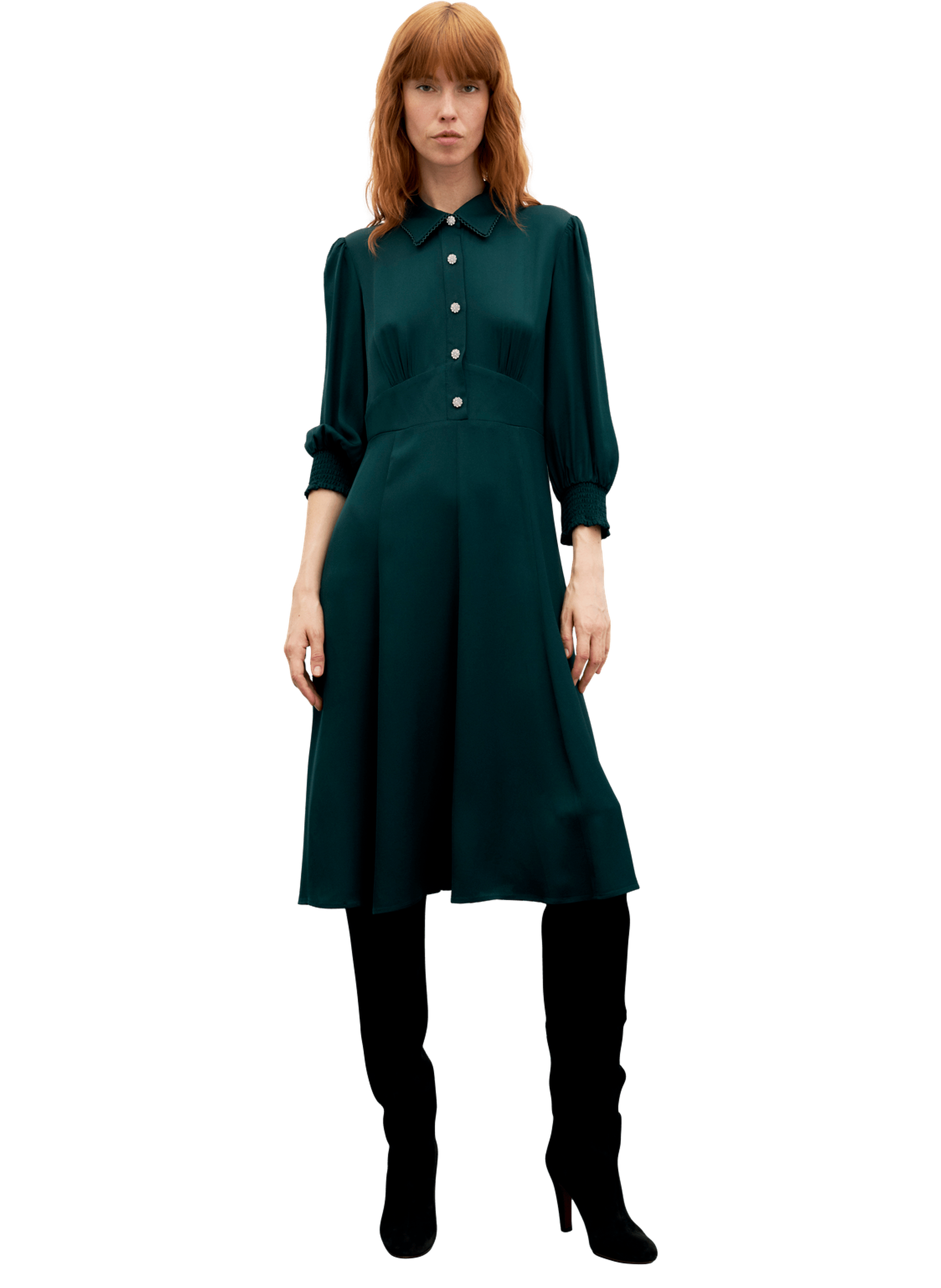 Robe cintrée à boutons en strass - ciel GERARD DAREL Vert