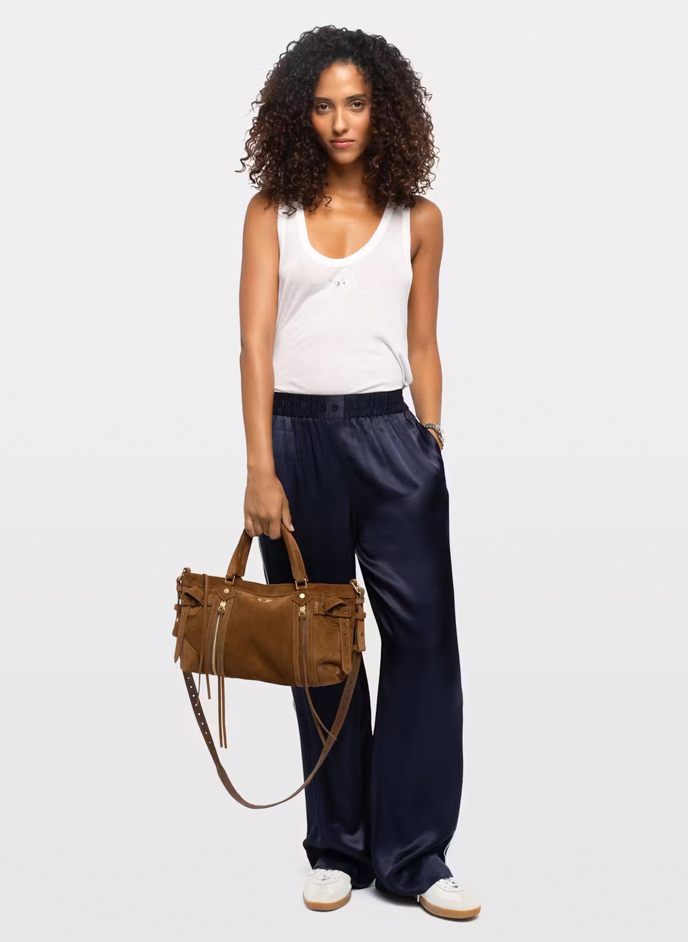 Pantalon large et fluide effet satin pin ZADIG&VOLTAIRE Bleu