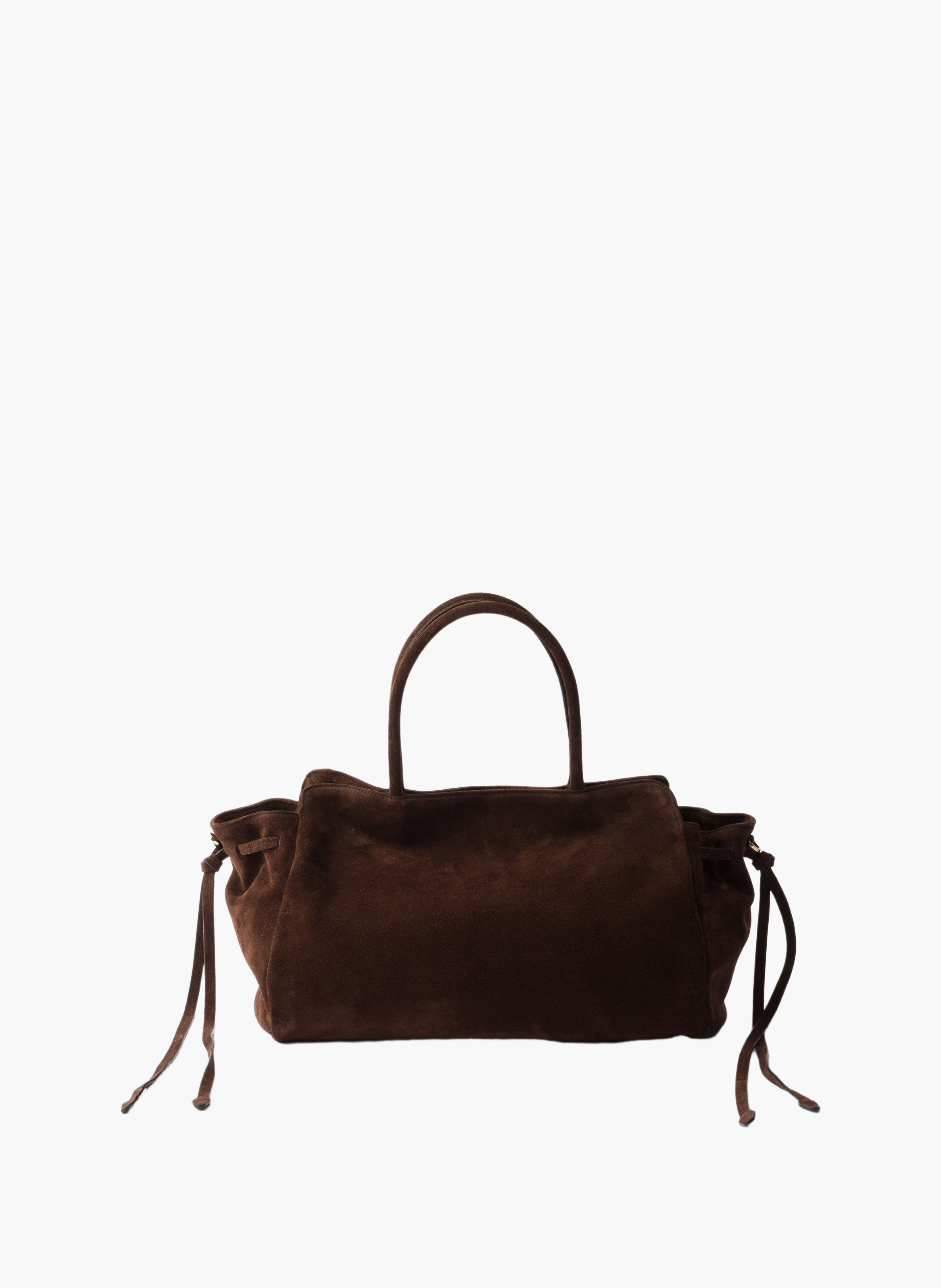 Grand sac prada allusion en veau velours PRADA Marron