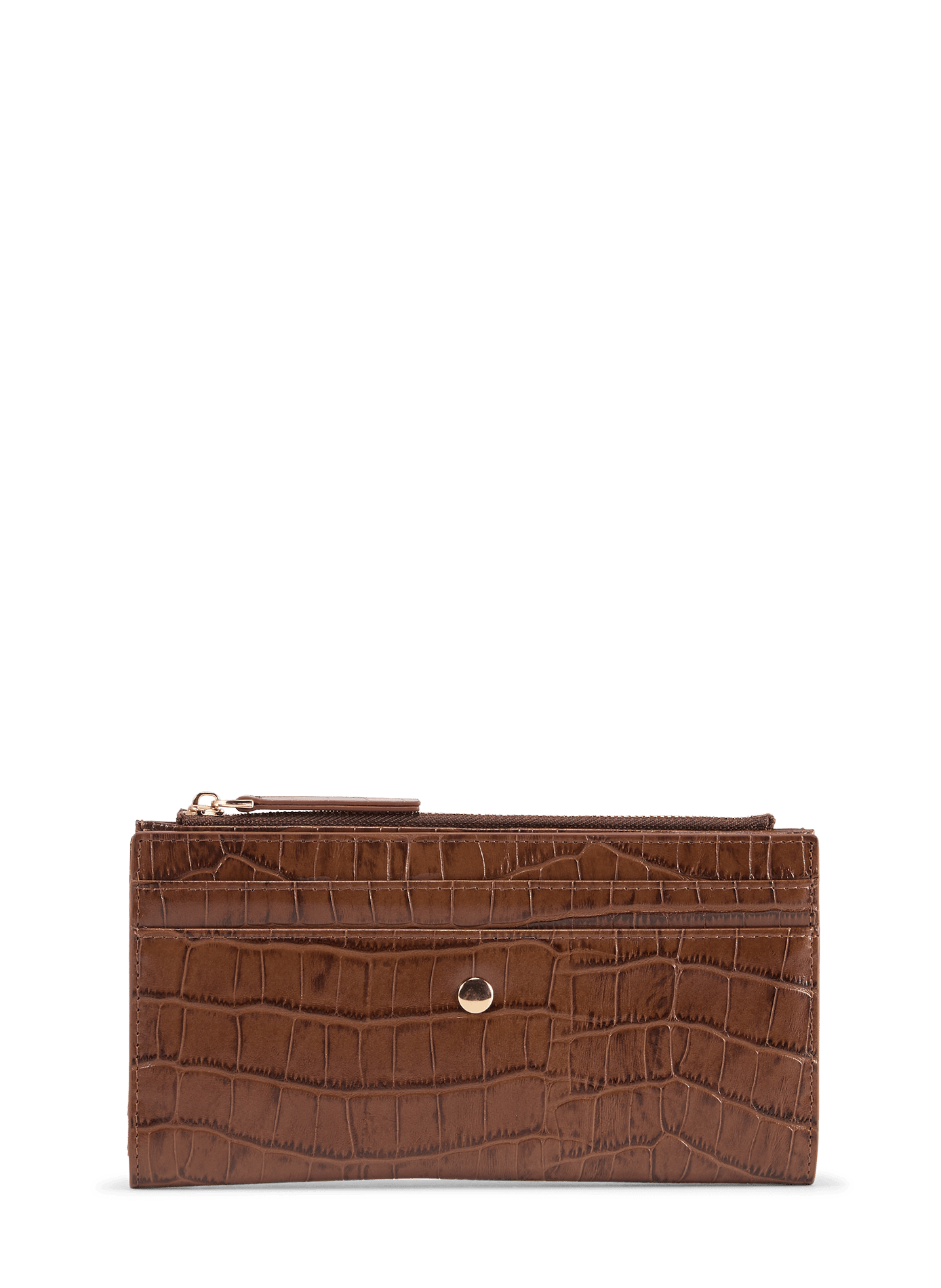Cartera larga de piel efecto cocodrilo AU PRINTEMPS PARIS Marrón