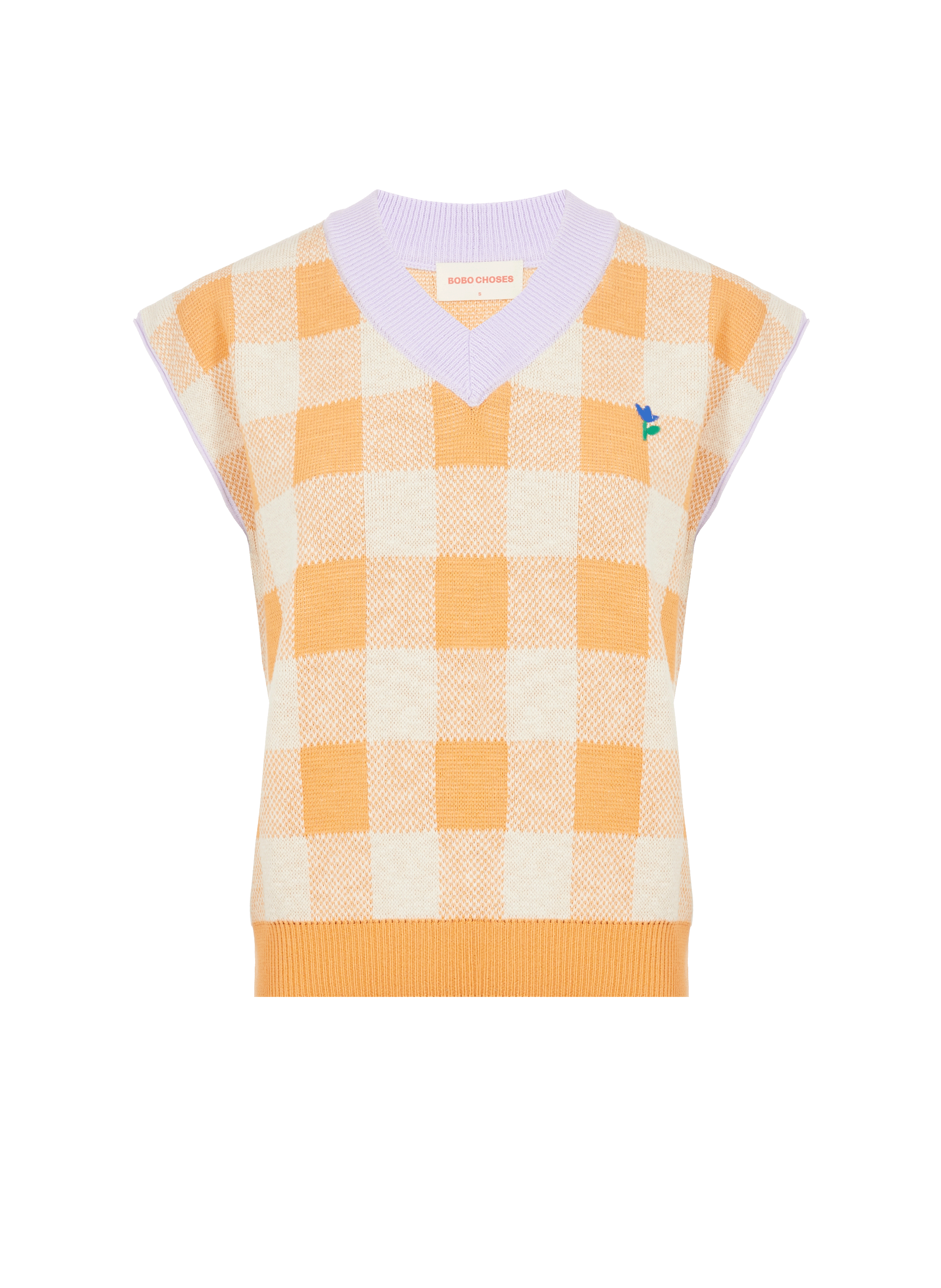 Pull sans manches à carreaux