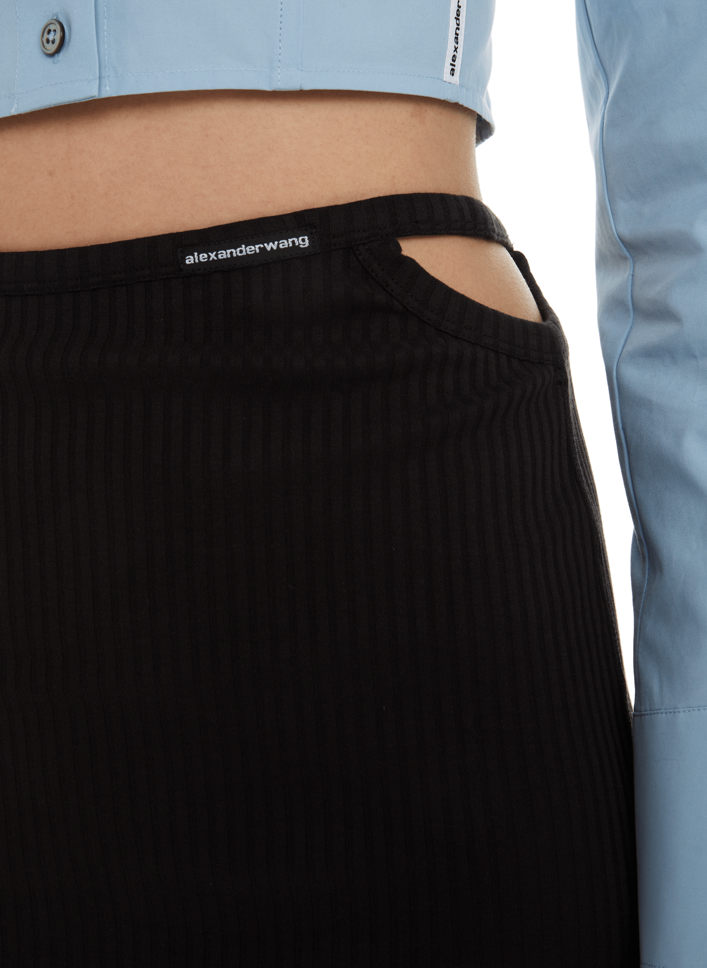 Jupe longue côtelée en coton ALEXANDER WANG Noir