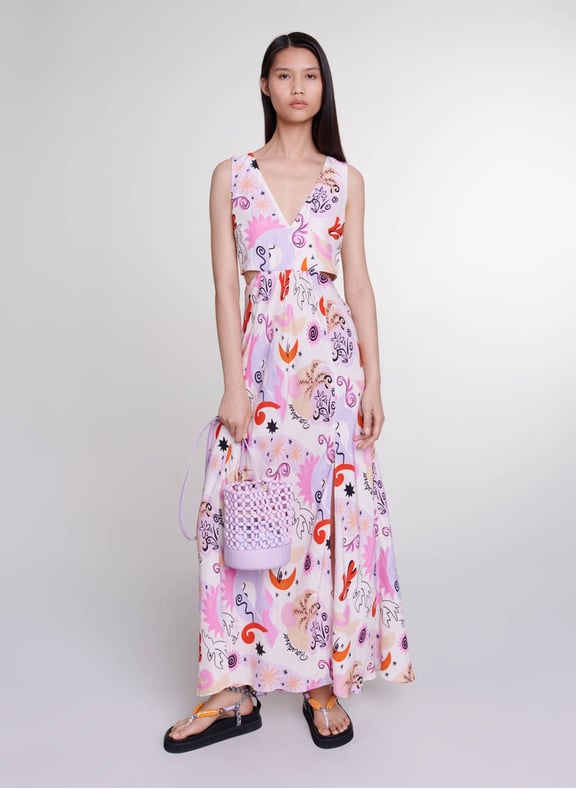 ROBE MIDI IMPRIMéE EN SOIE - MAJE pour FEMME | Printemps.com