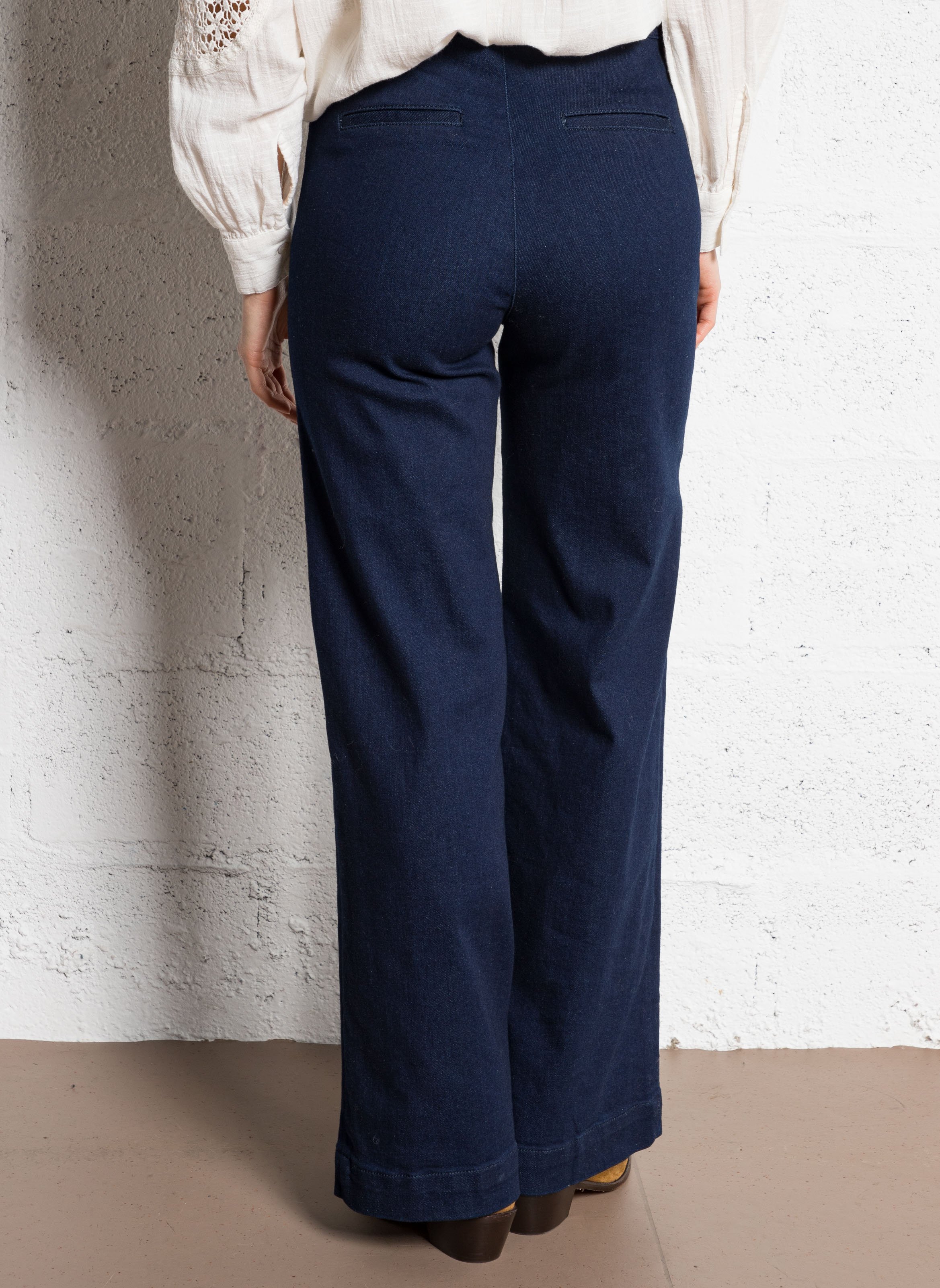 Jean taille haute évasé oxan Bleu