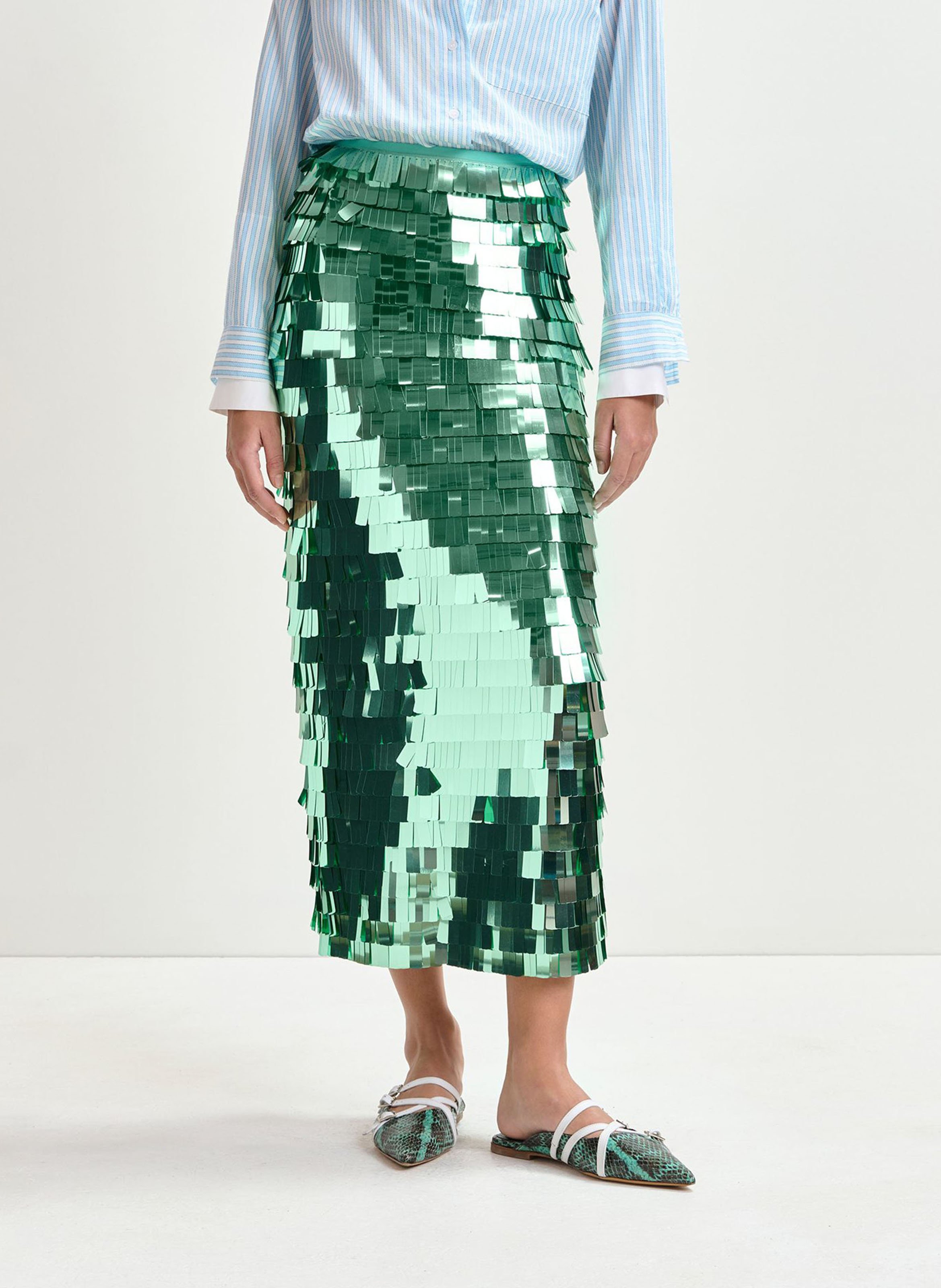 Jupe midi droite à paillettes ihoed ESSENTIEL ANTWERP Vert