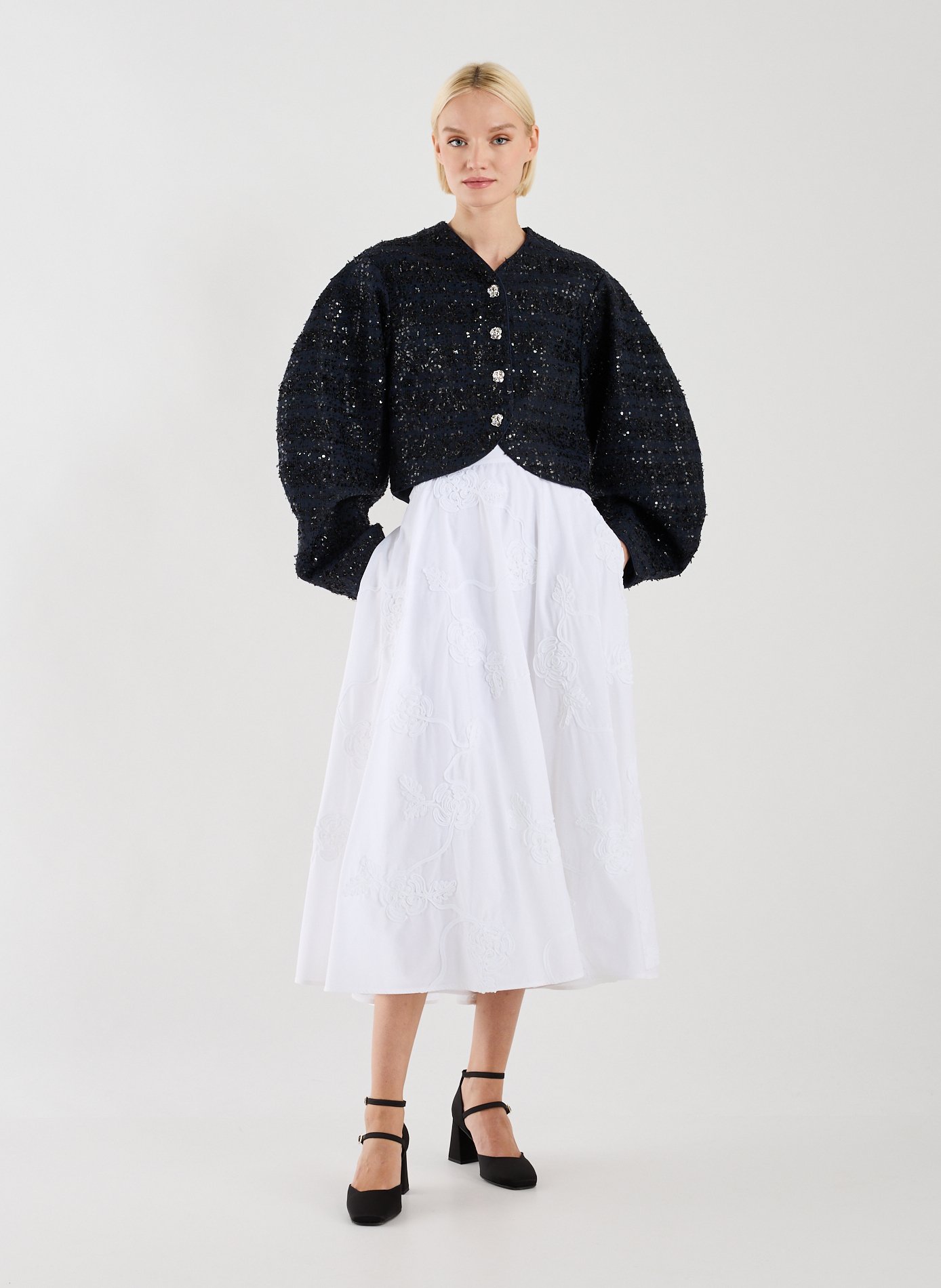 Veste courte en sequins ROTATE Bleu