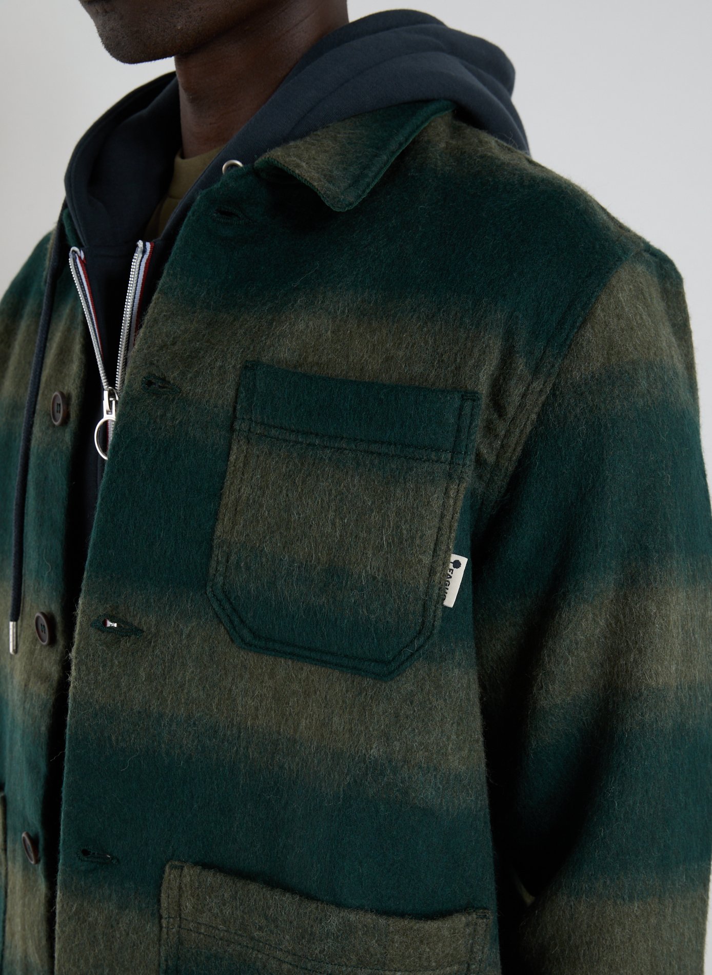 Wool-blend check jacket FAGUO Green