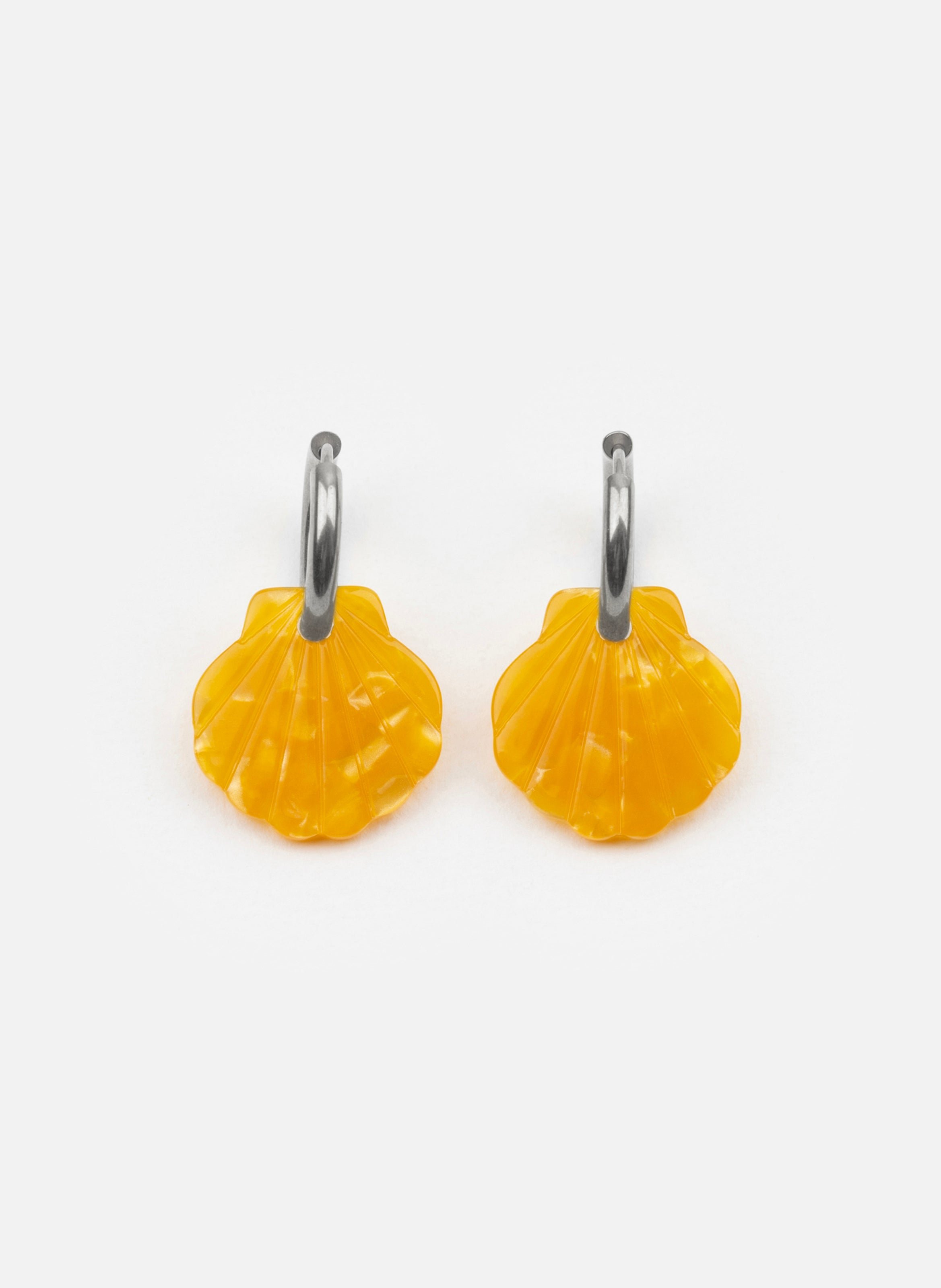 Boucles d'oreilles baby mermaid avec anneaux en acier inoxydable argenté KURAGE GINZA Orange