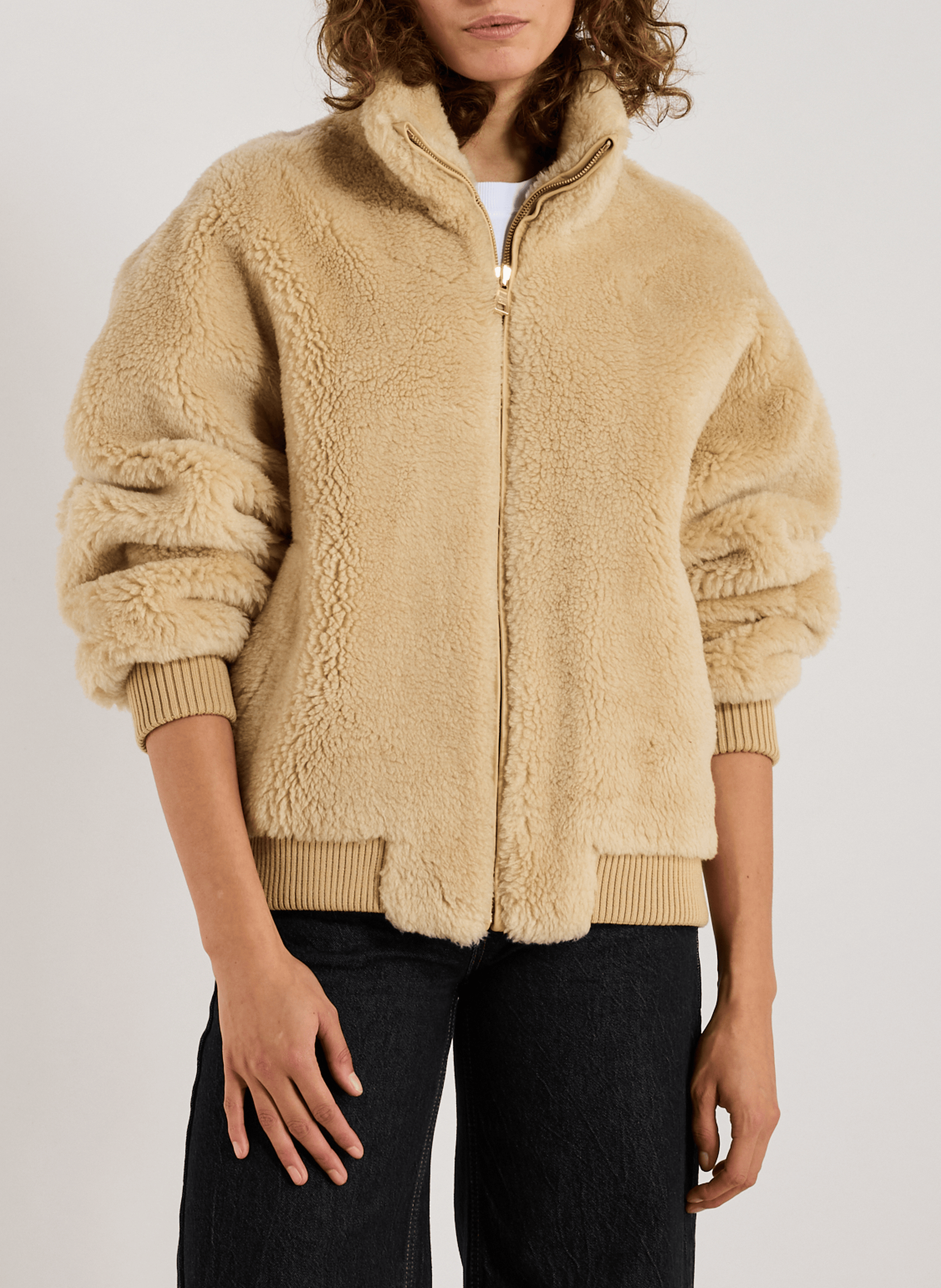 R2W Veste col montant en laine Beige