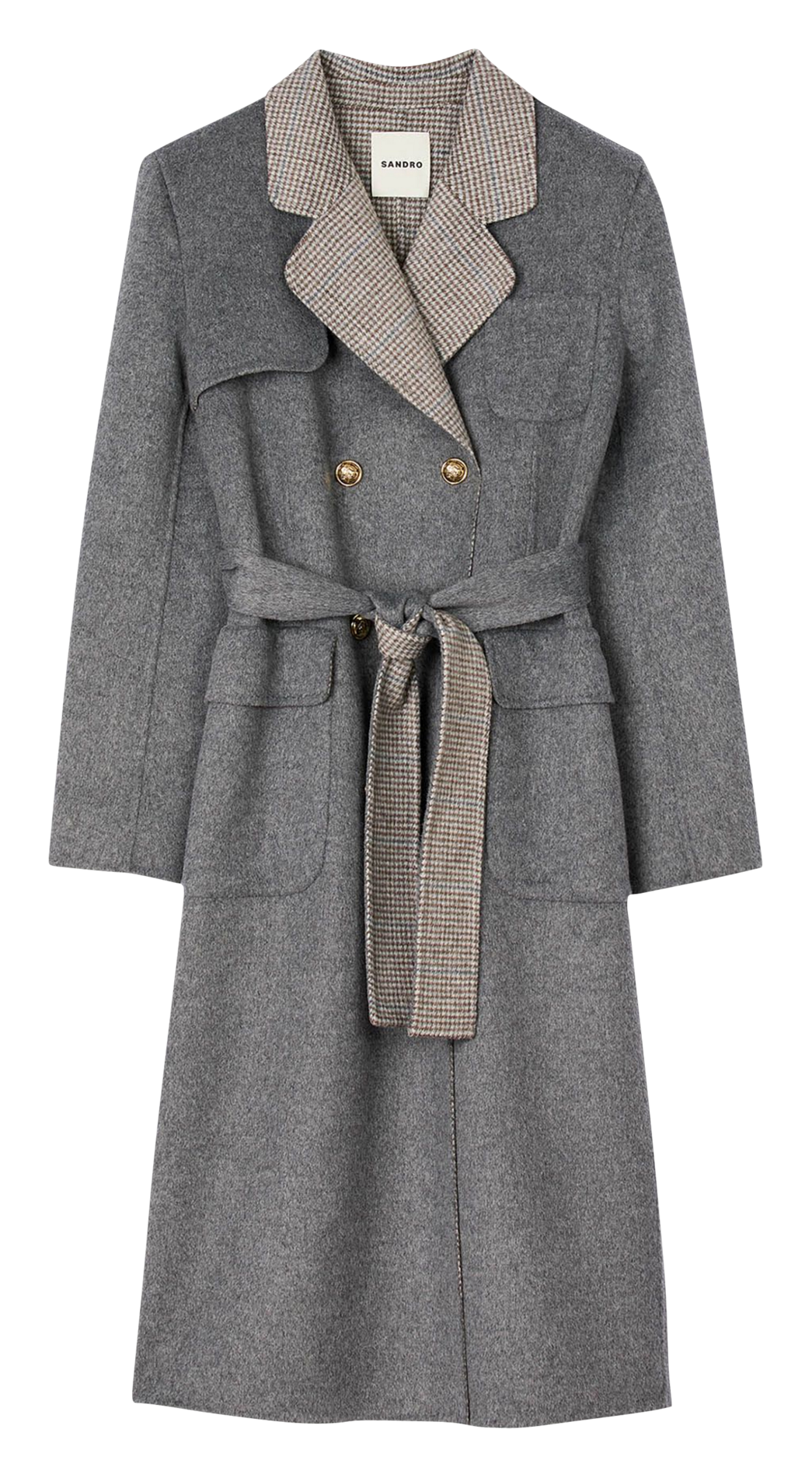 Manteau long en laine mélangée SANDRO Gris