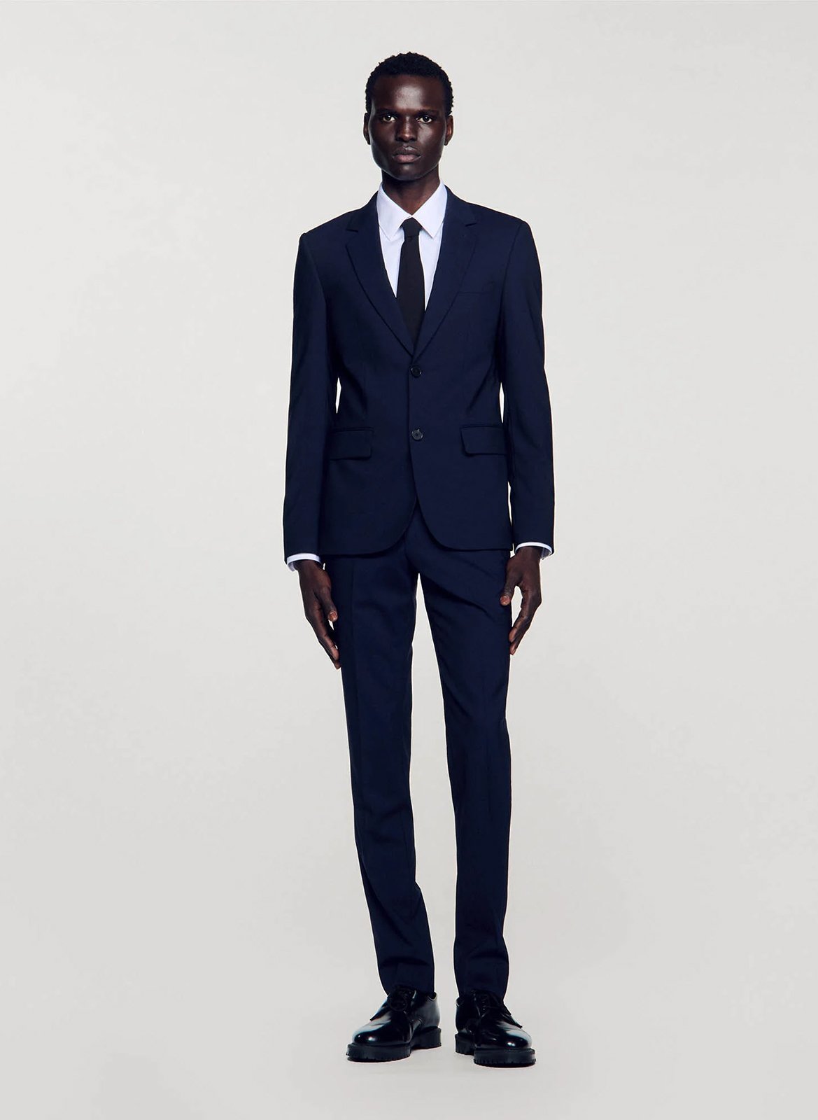 Veste col tailleur regular-fit en laine SANDRO Bleu