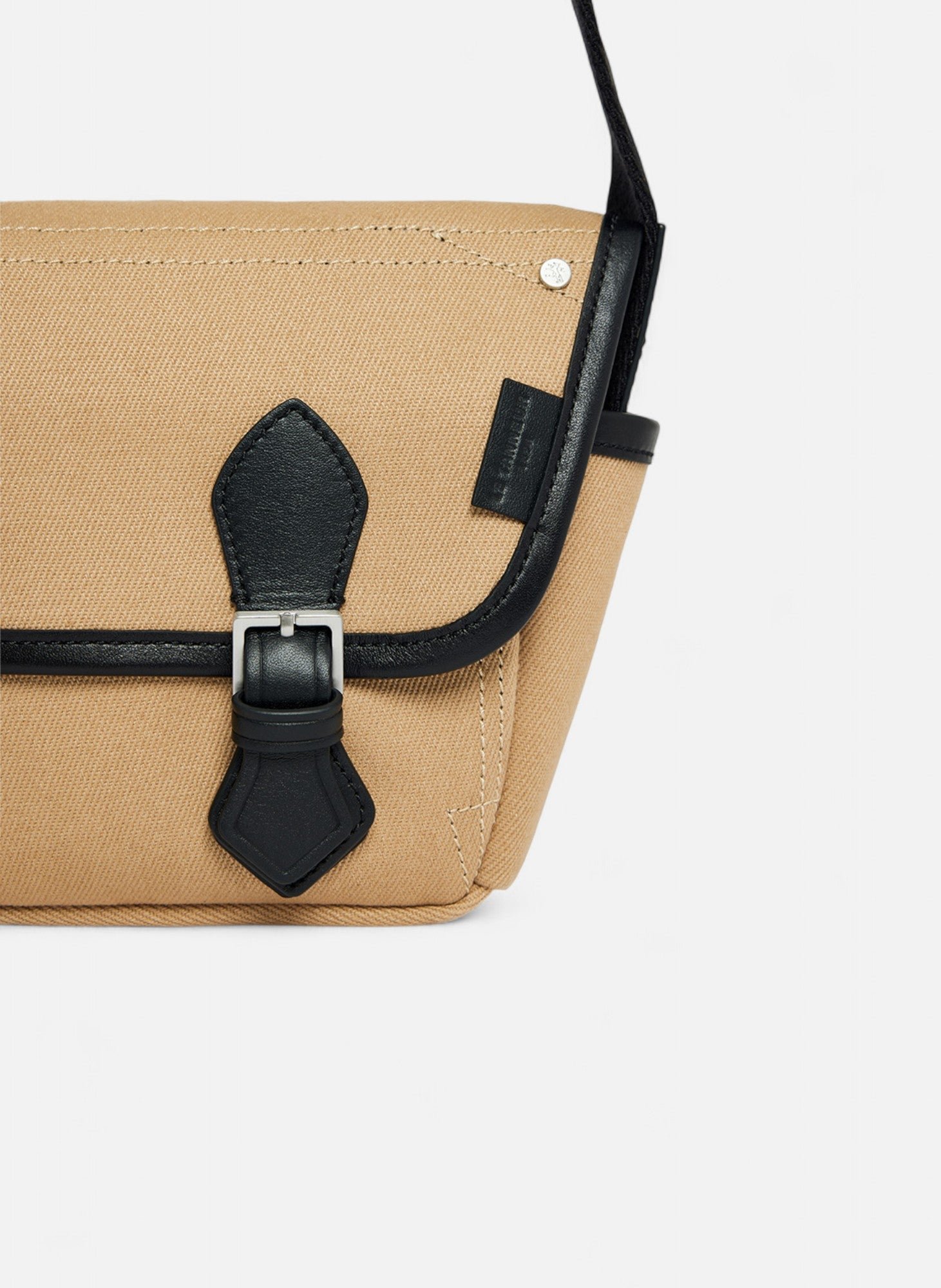 Petit sac bandoulière solveig en toile coton et cuir lisse LE TANNEUR Marron