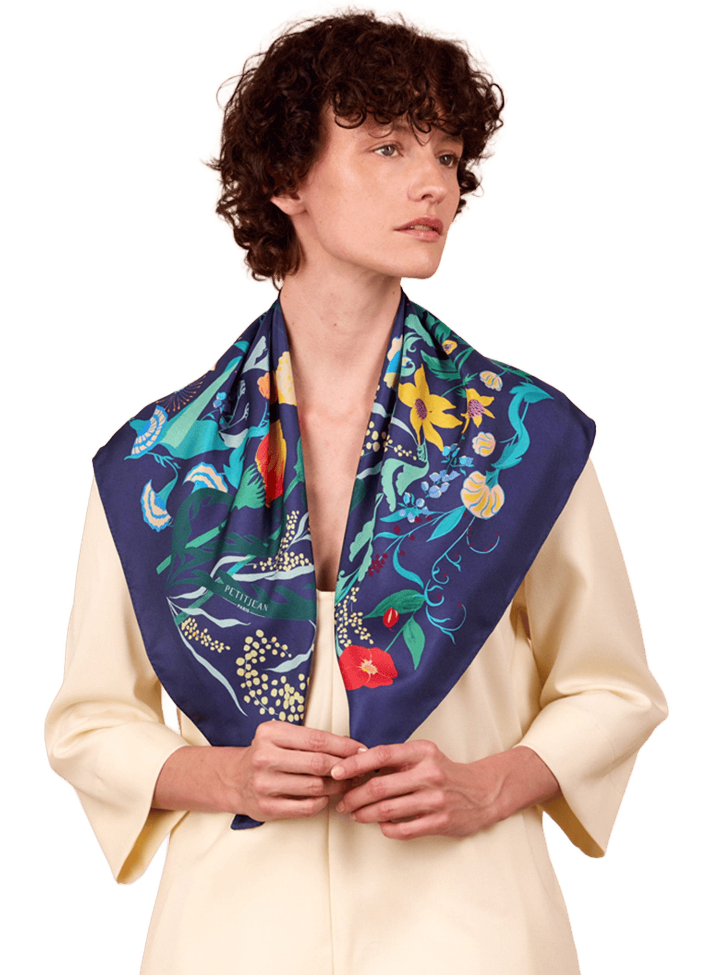 Bois Enchanté - Carré 75 imprimé en soie PETITJEAN PARIS Multicolore