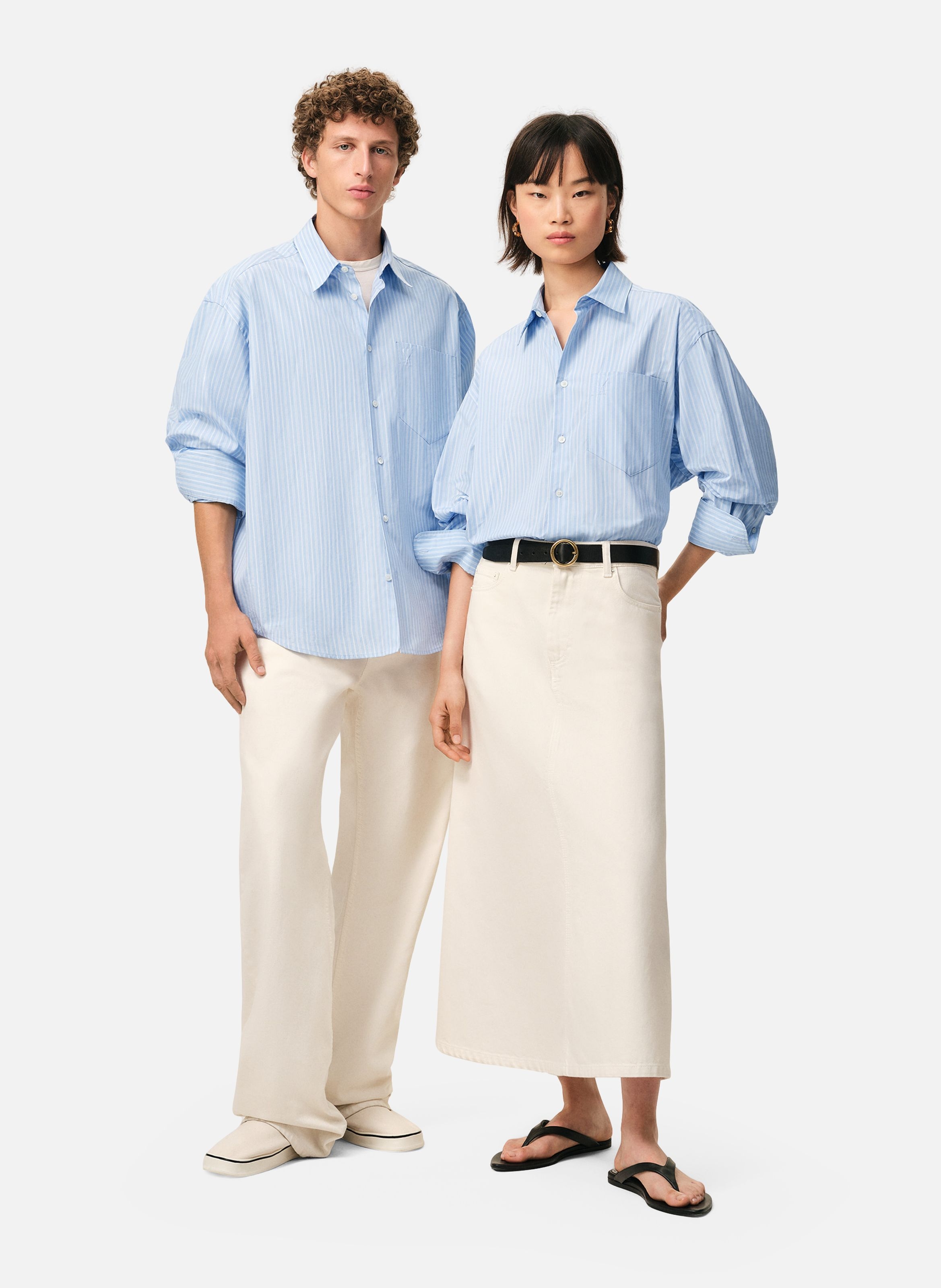 Chemise boxy manches longues ami de coeur unisexe en coton AMI PARIS Bleu